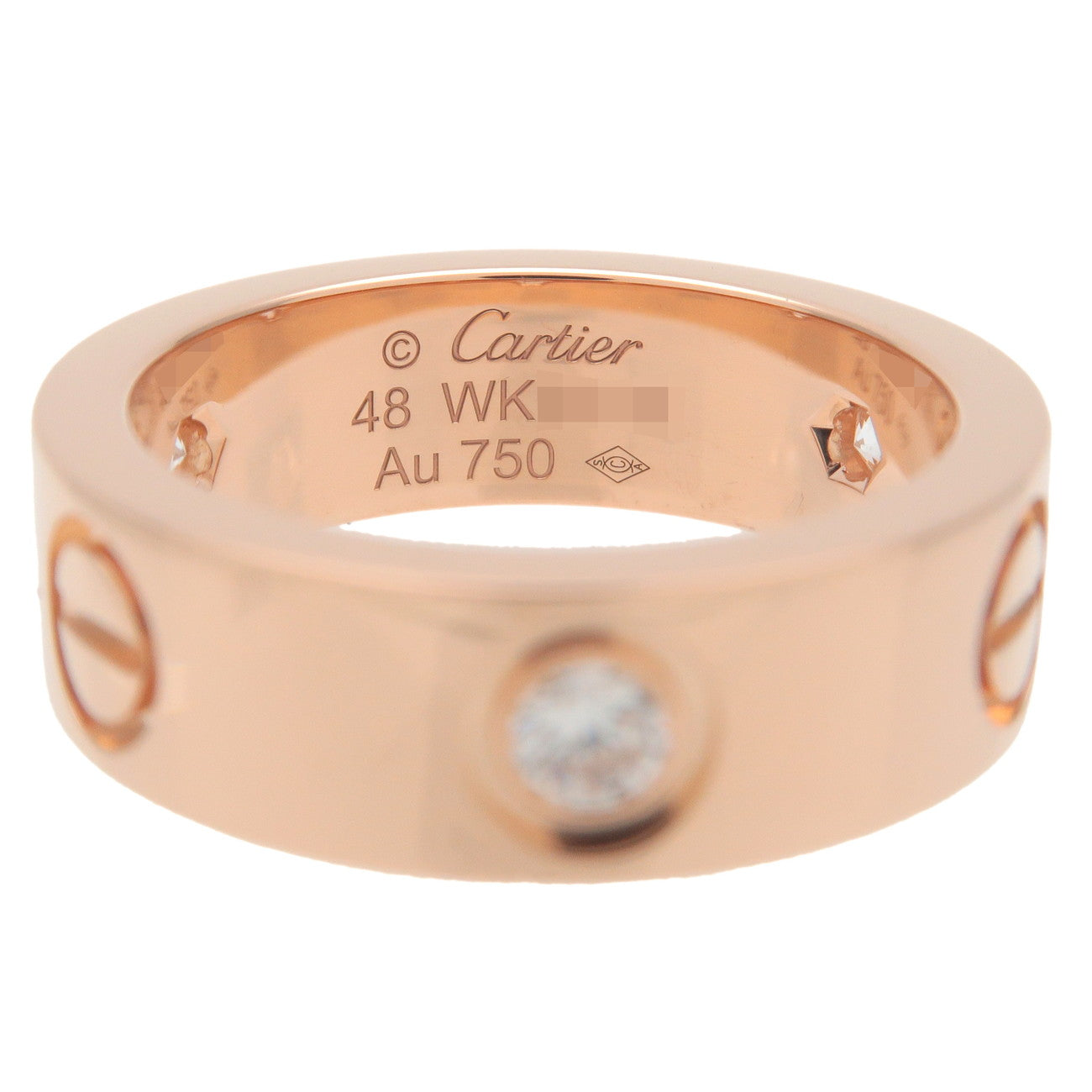 Cartier Love Ring Half Diamond K18 750PG Rose Gold #48 US4.5 EU48