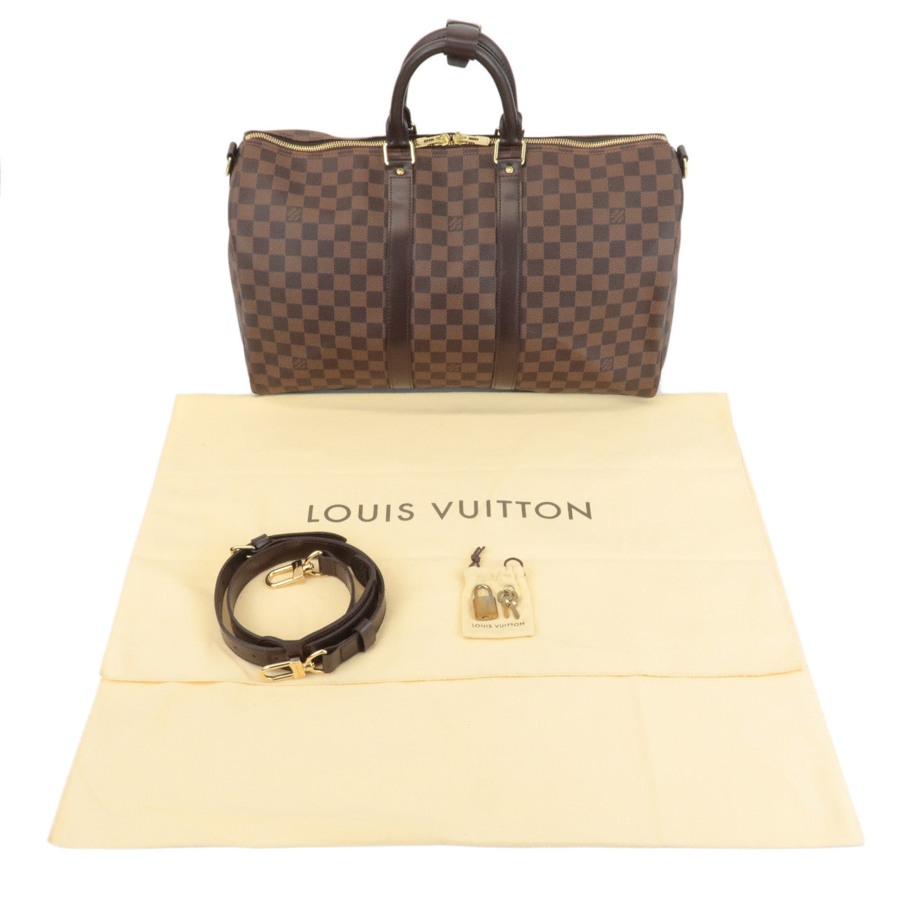 Louis Vuitton Damier Keep All Bandouliere 45 Boston Bag N41428