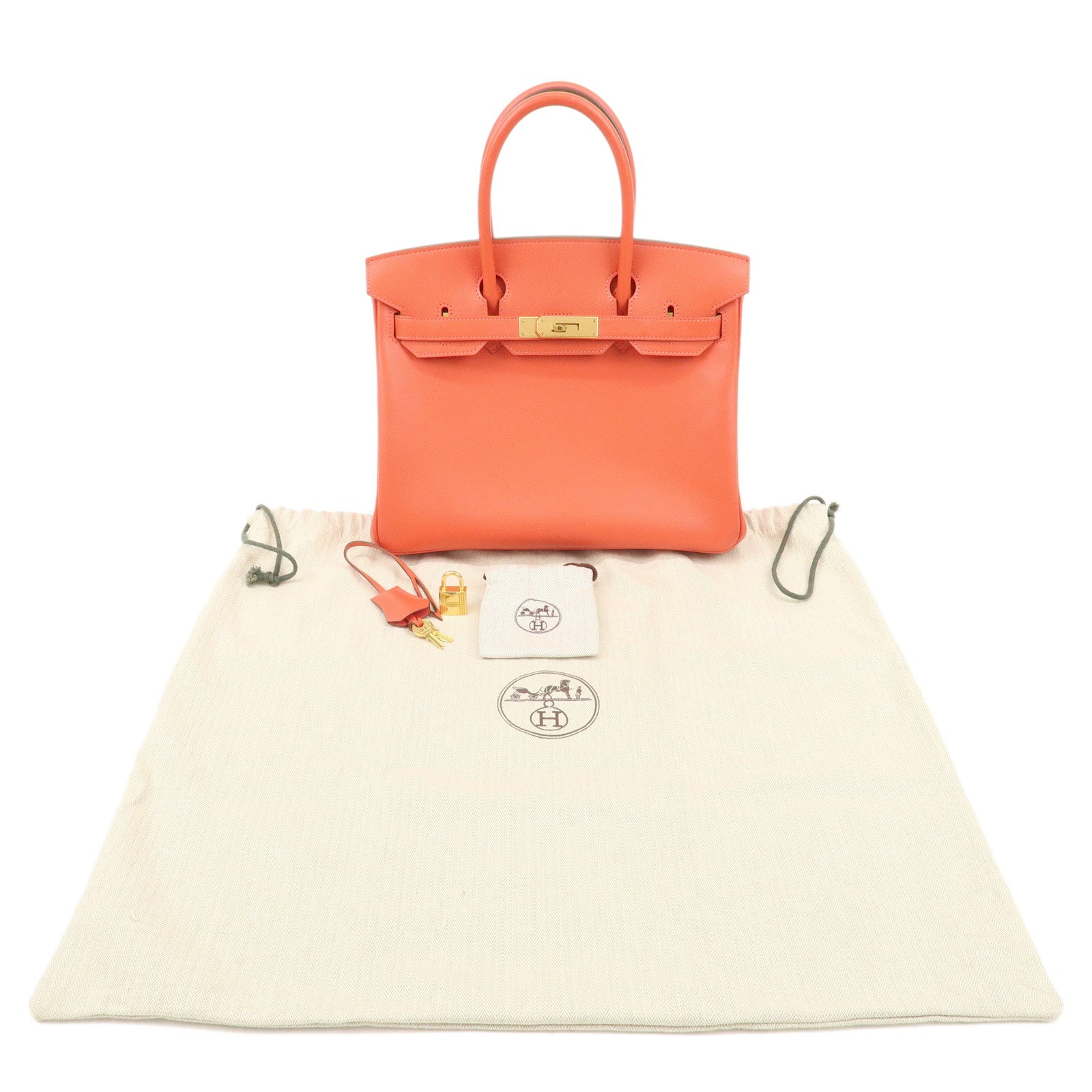 HERMES Veau Epsom Birkin 30 T Stamped Hand Bag Rouge Pivoine