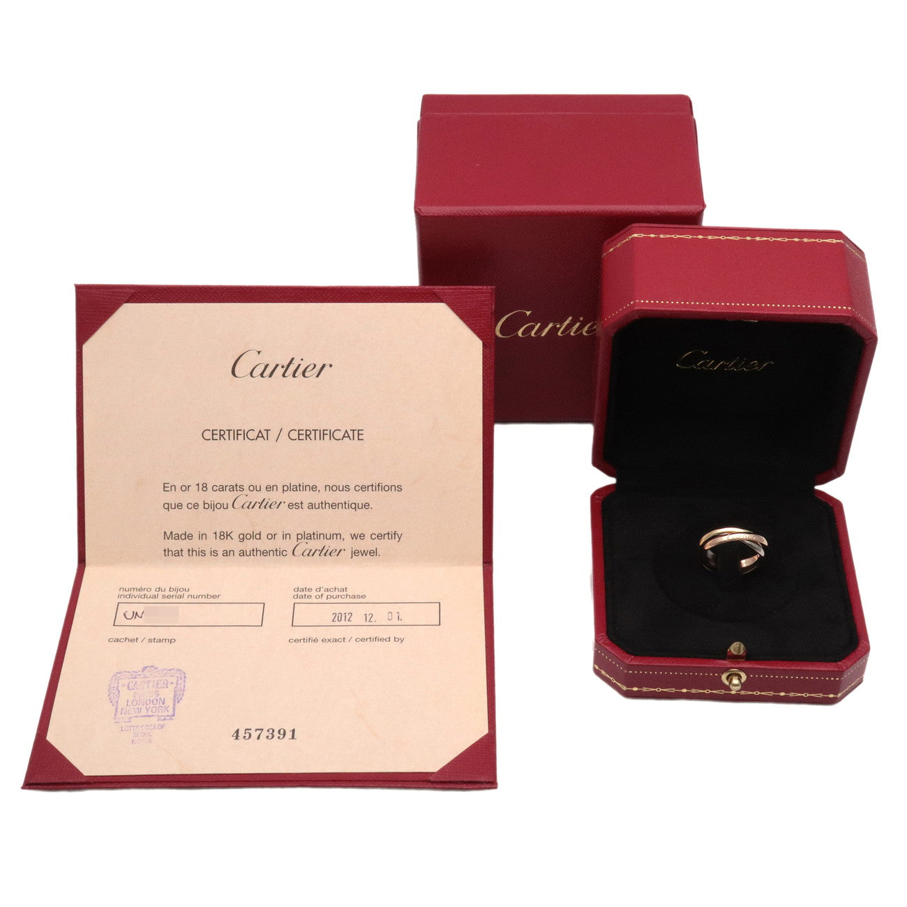 Cartier Trinity Ring SM K18 750YG/WG/PG #50 US5-5.5 EU50 HK11.5