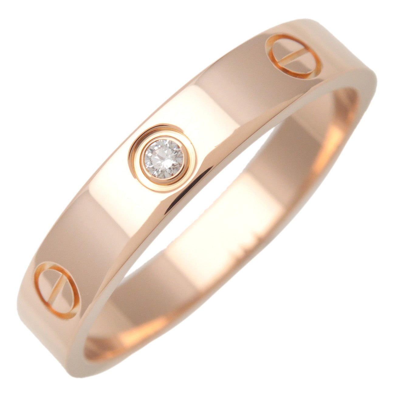 Cartier-Mini-Love-Ring-1P-Diamond-K18-750PG-Rose-Gold-#61-US9.5-10