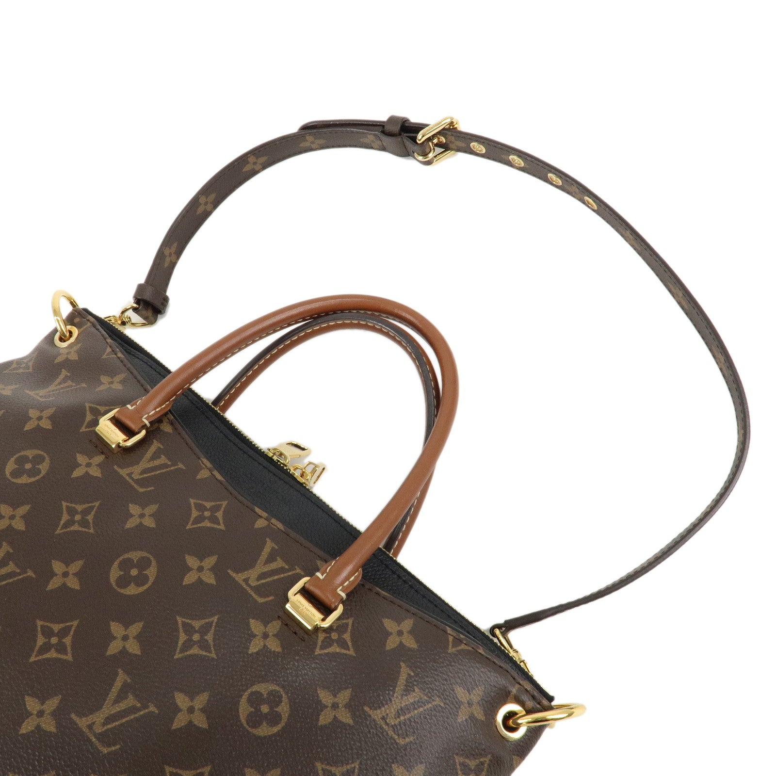 Louis Vuitton Monogram Pallas 2Way Hand Bag Noir M41064