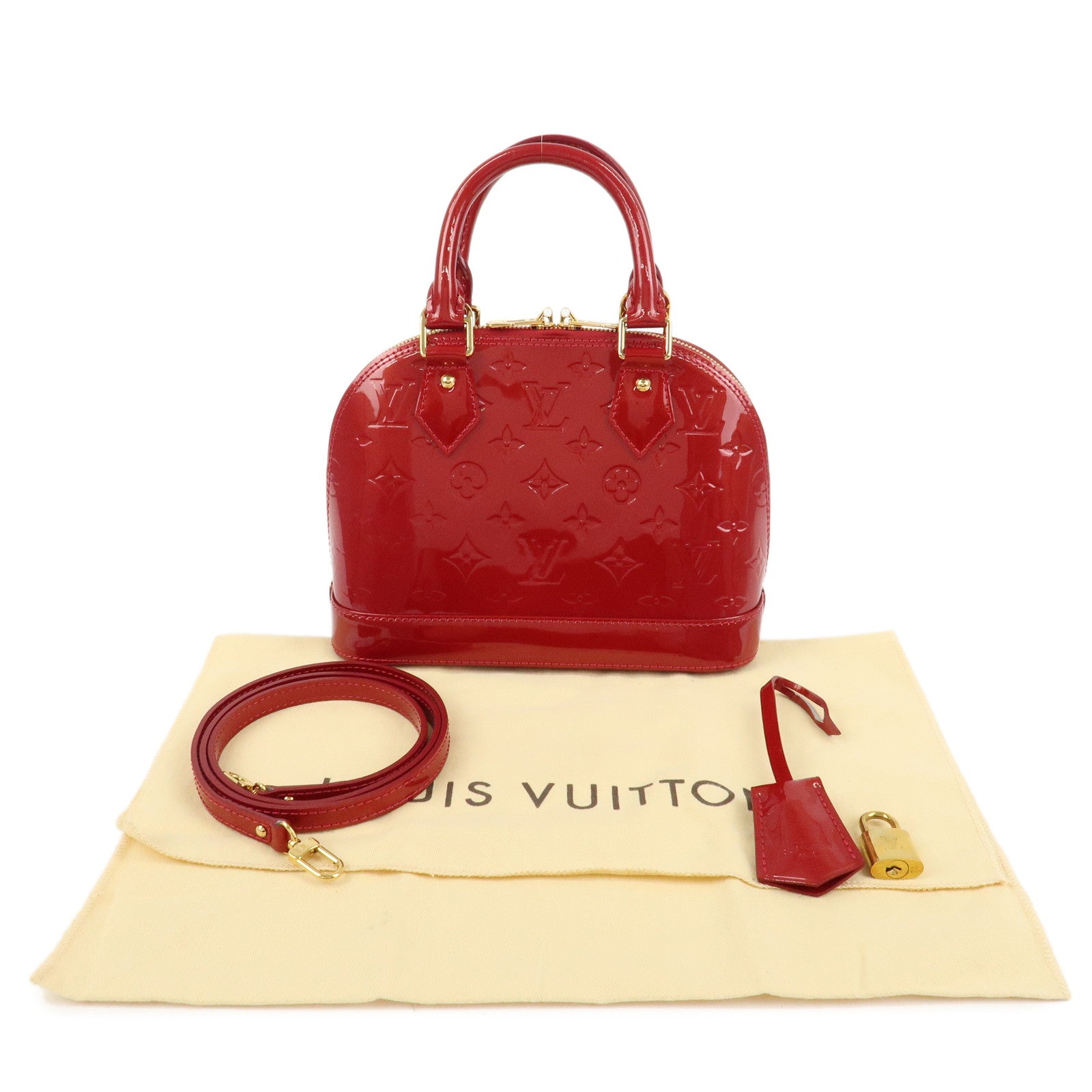 Louis Vuitton Monogram Vernis Alma BB Cerise Shoulder Bag M90174