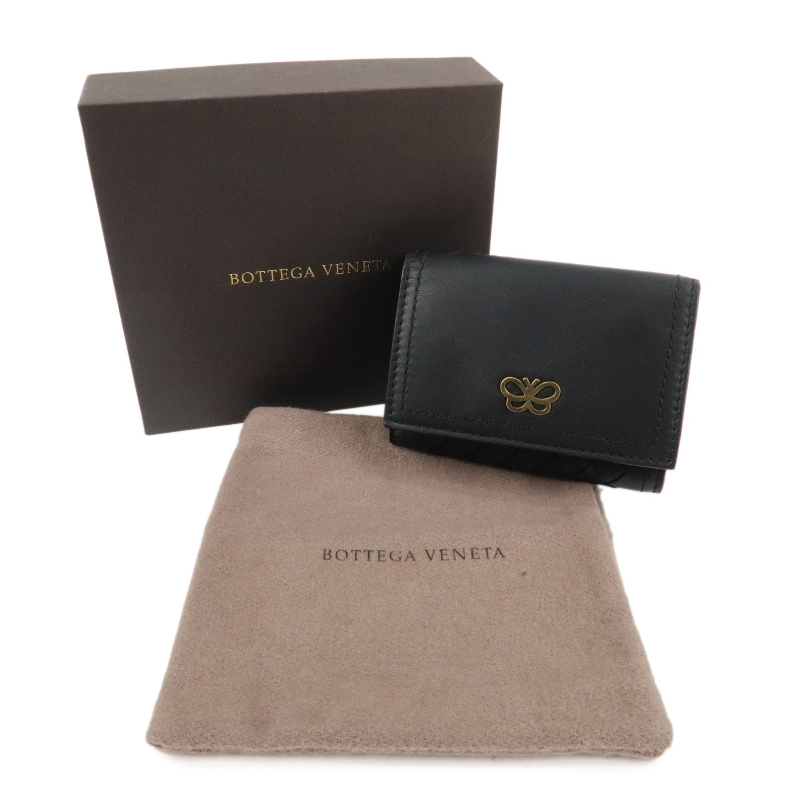 BOTTEGA VENETA Intrecciato Leather Tri-fold Compact Wallet