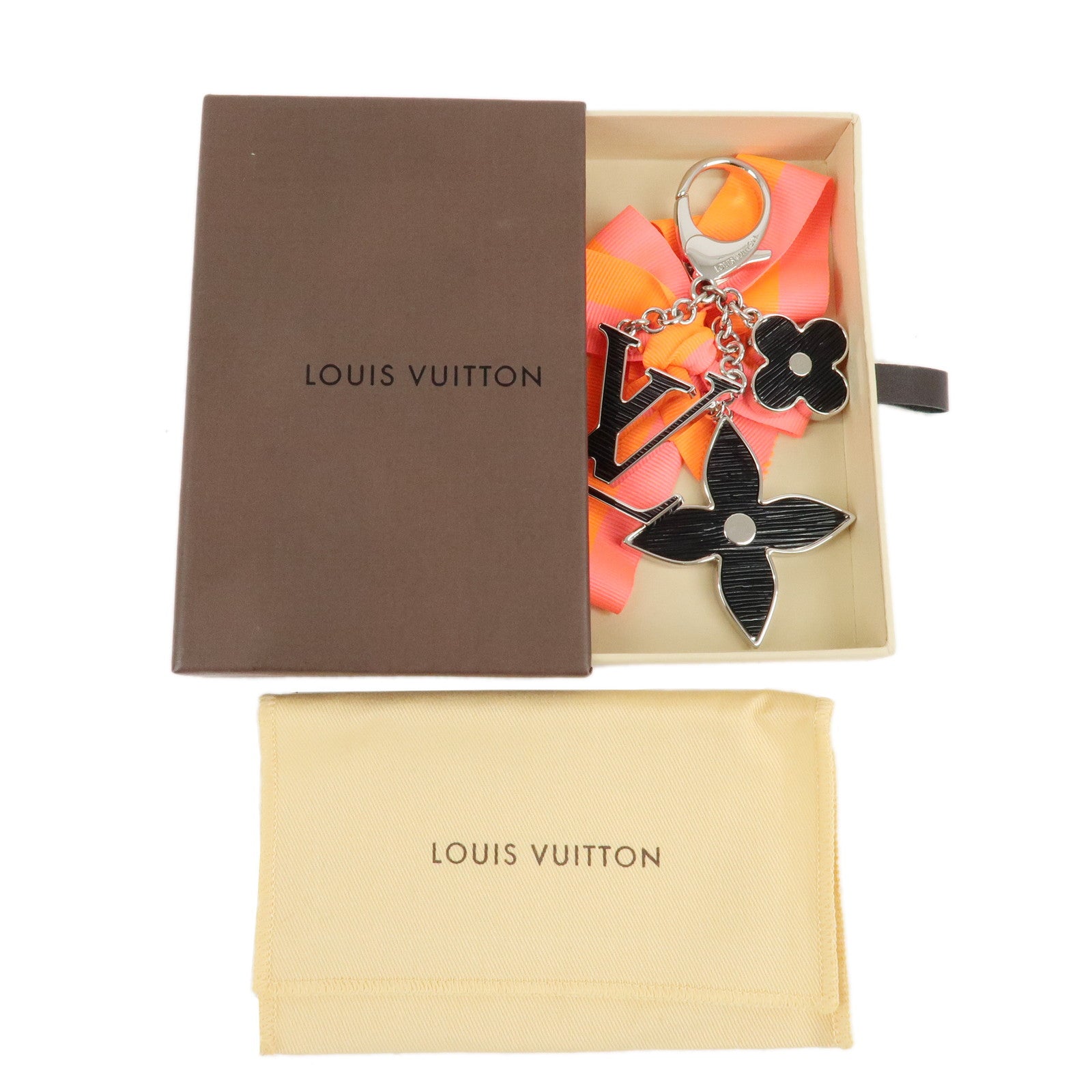 Louis Vuitton Bijou Sac Fleur de Epi Bag Charm Silver Noir M65084 Used