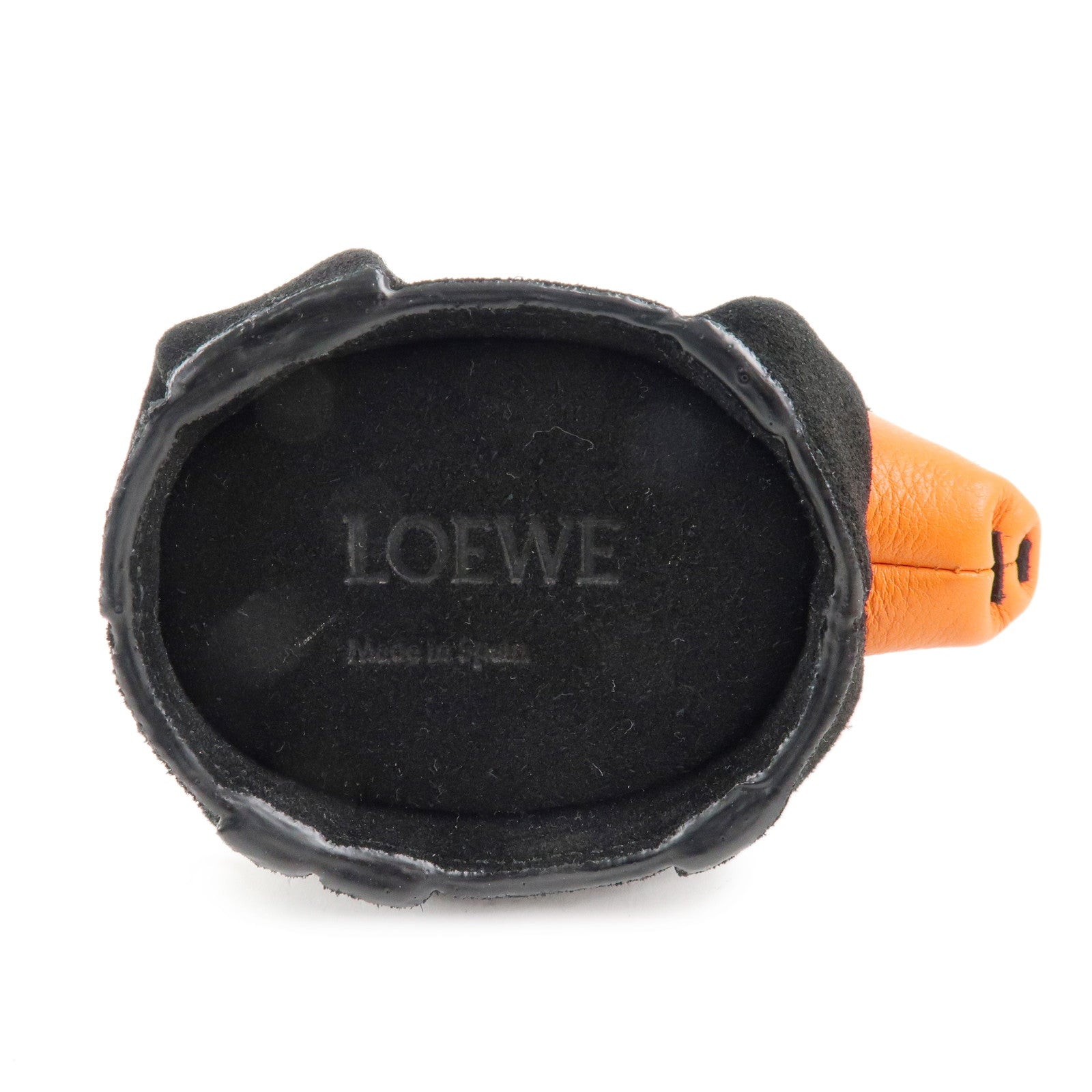 LOEWE Animals Leather Suede Coin Case Panda Orange Black Used