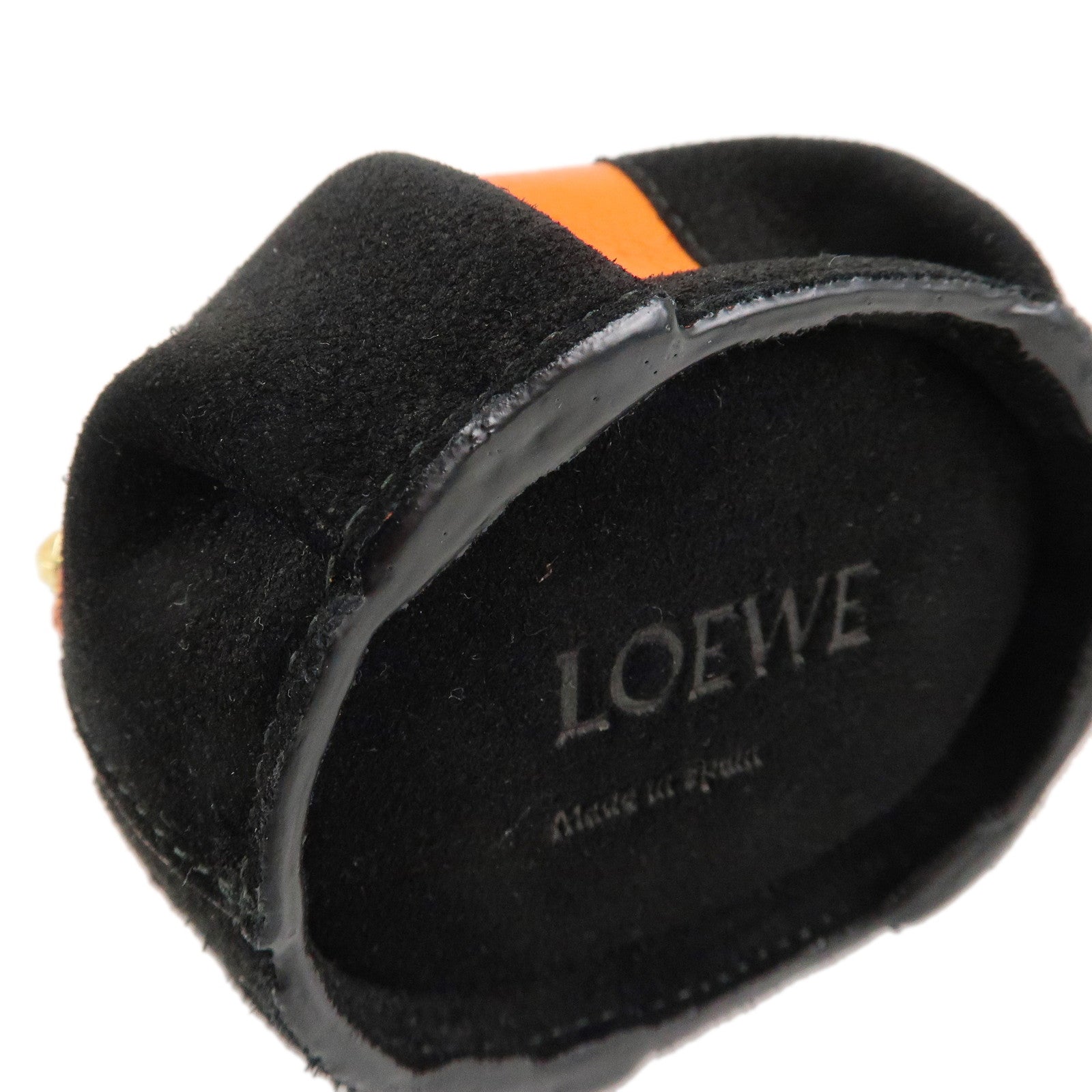 LOEWE Animals Leather Suede Coin Case Panda Orange Black Used