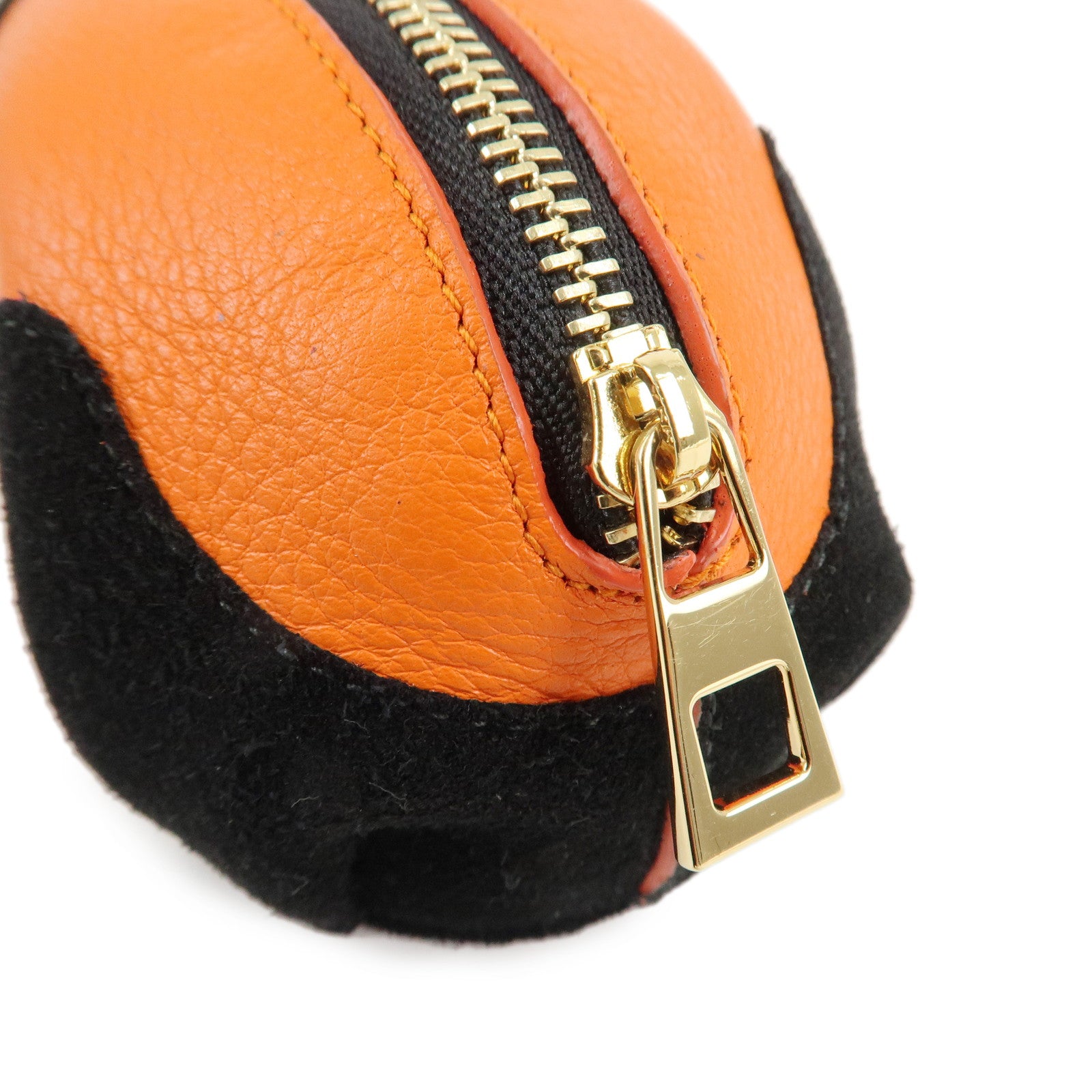 LOEWE Animals Leather Suede Coin Case Panda Orange Black Used