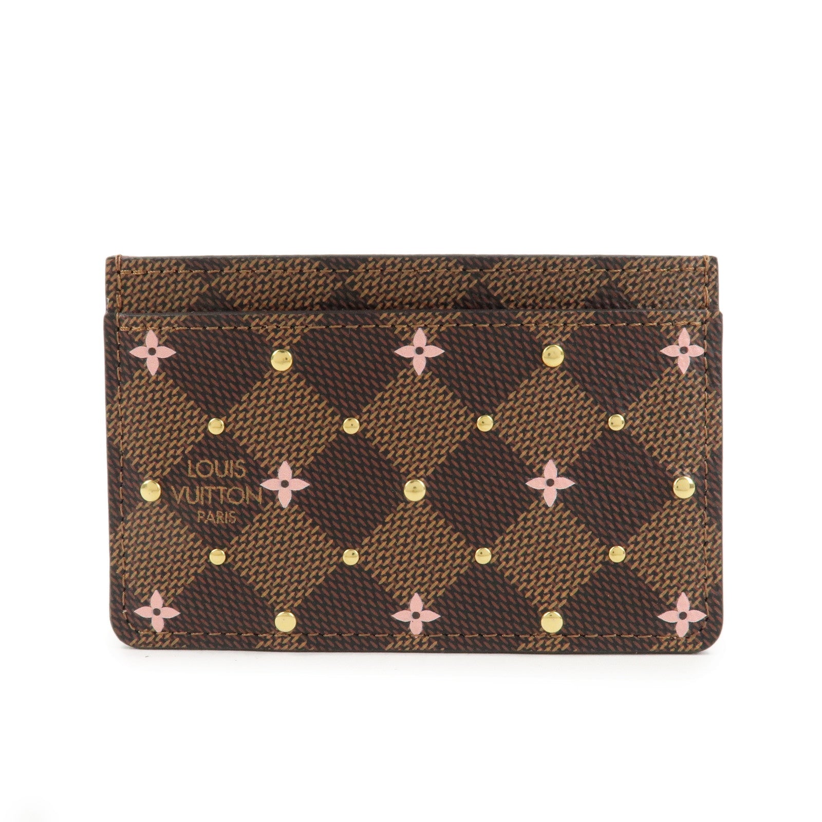 Louis-Vuitton-Dmier-Ebene-Studs-Card-Case-Brown-Pink-N60475