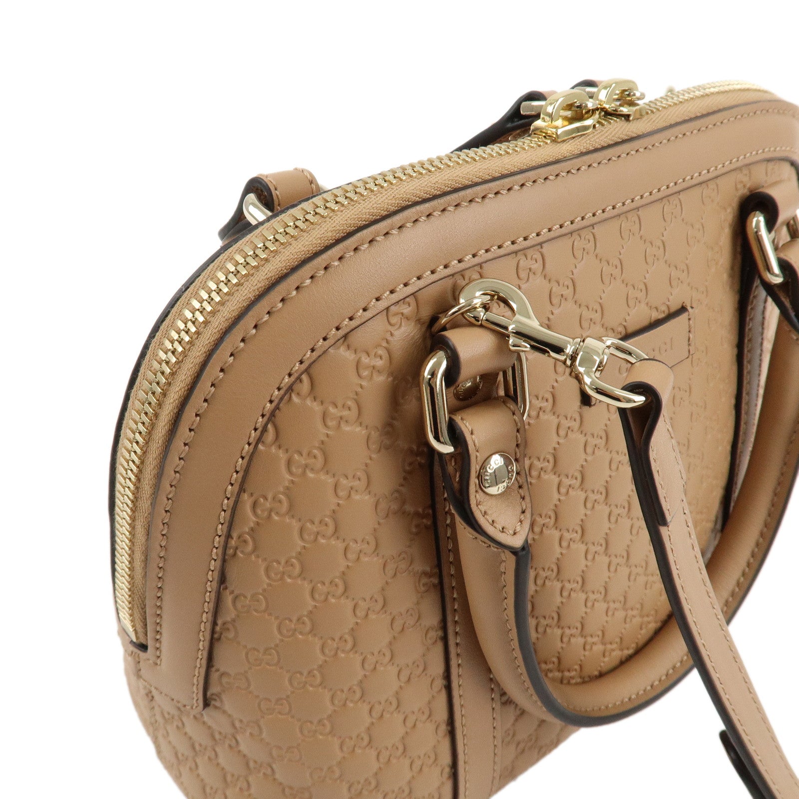 GUCCI Micro Guccissima Leather 2Way Shoulder Hand Bag Beige 449654 Used