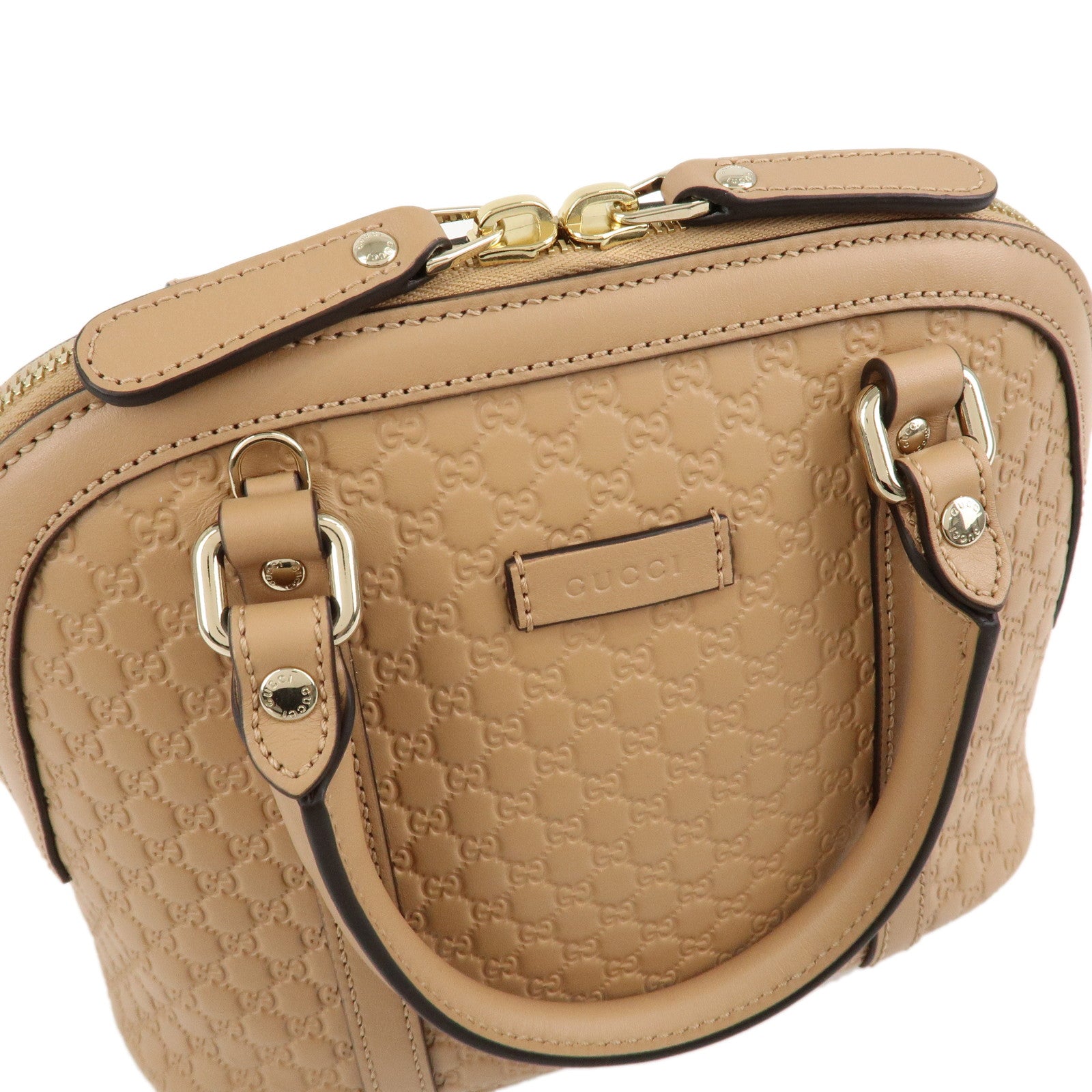 GUCCI Micro Guccissima Leather 2Way Shoulder Hand Bag Beige 449654 Used