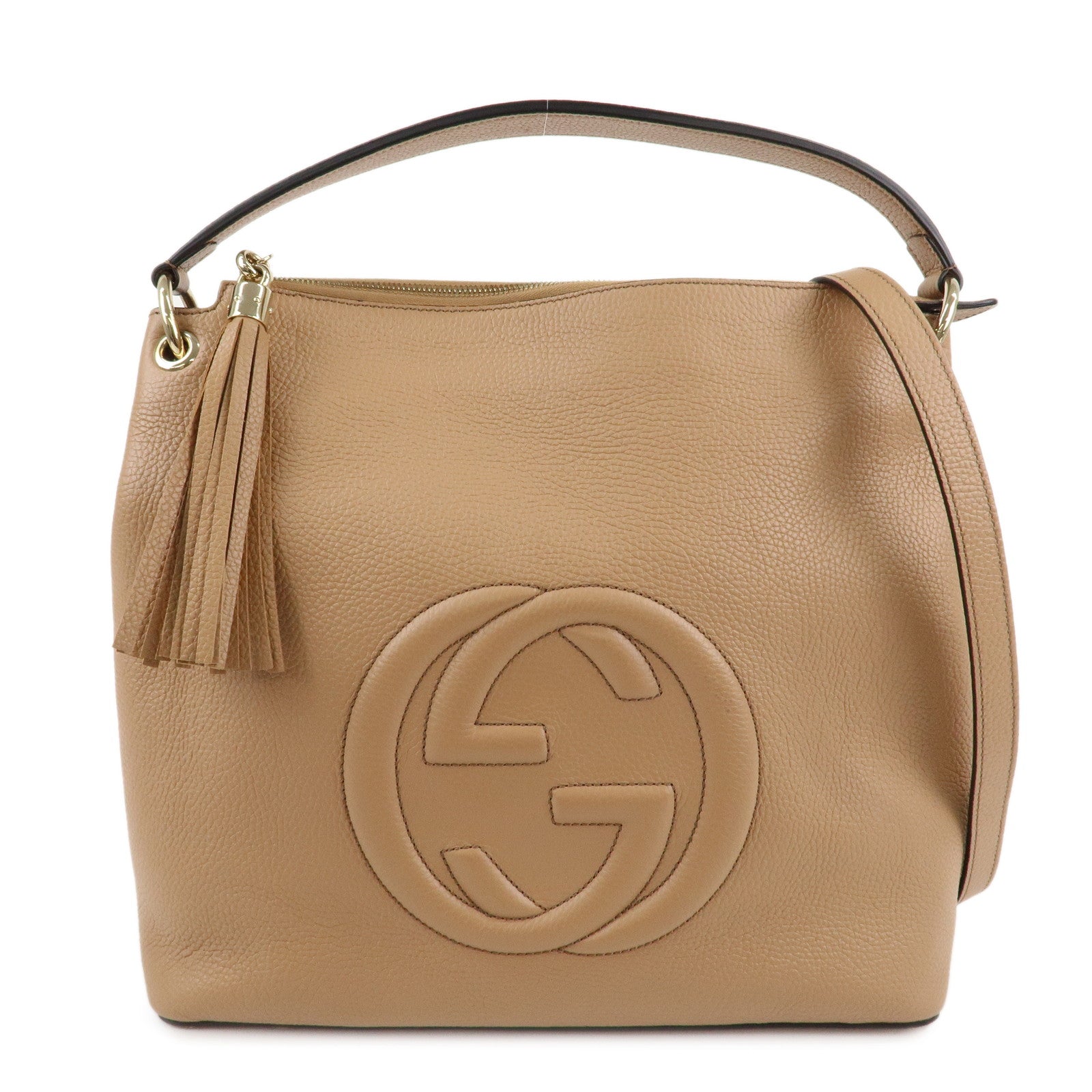 GUCCI-SOHO-Leather-2Way-Bag-Shoulder-Bag-Beige-536194