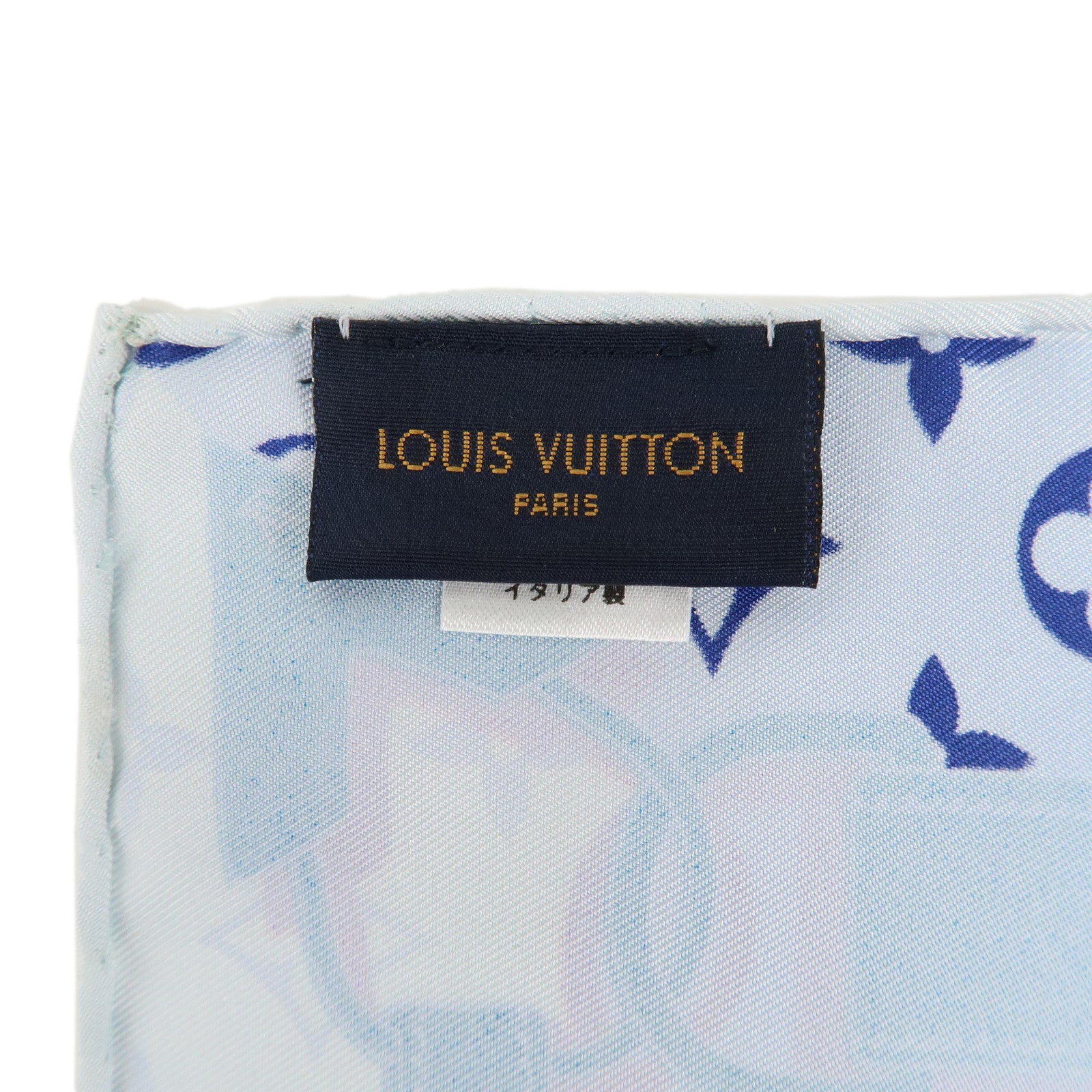 Louis Vuitton Monogram Confidential Silk 100% Scarf Blue M76347 Used