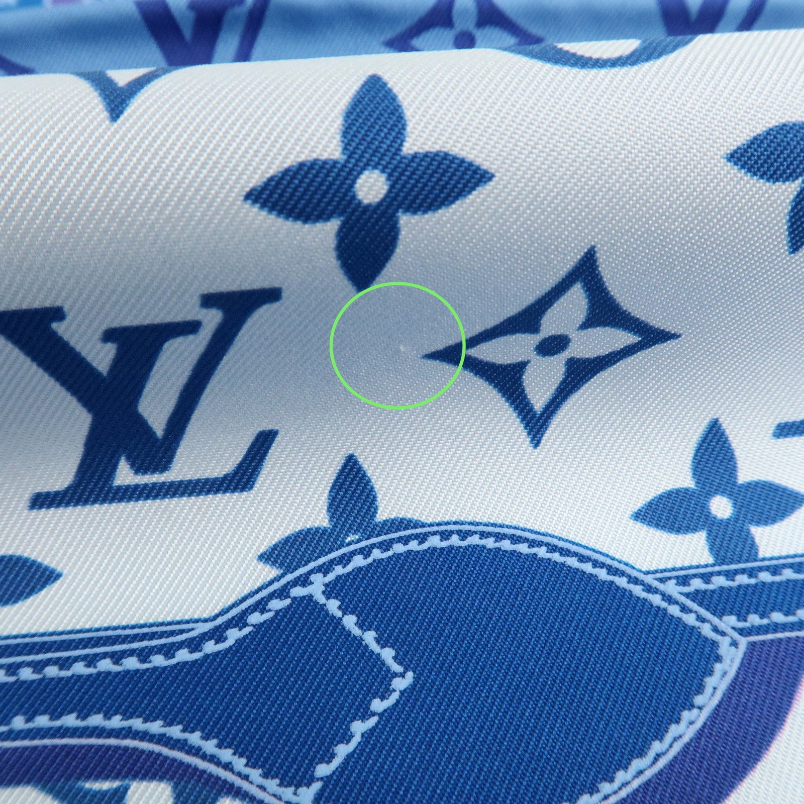 Louis Vuitton Monogram Confidential Silk 100% Scarf Blue M76347 Used