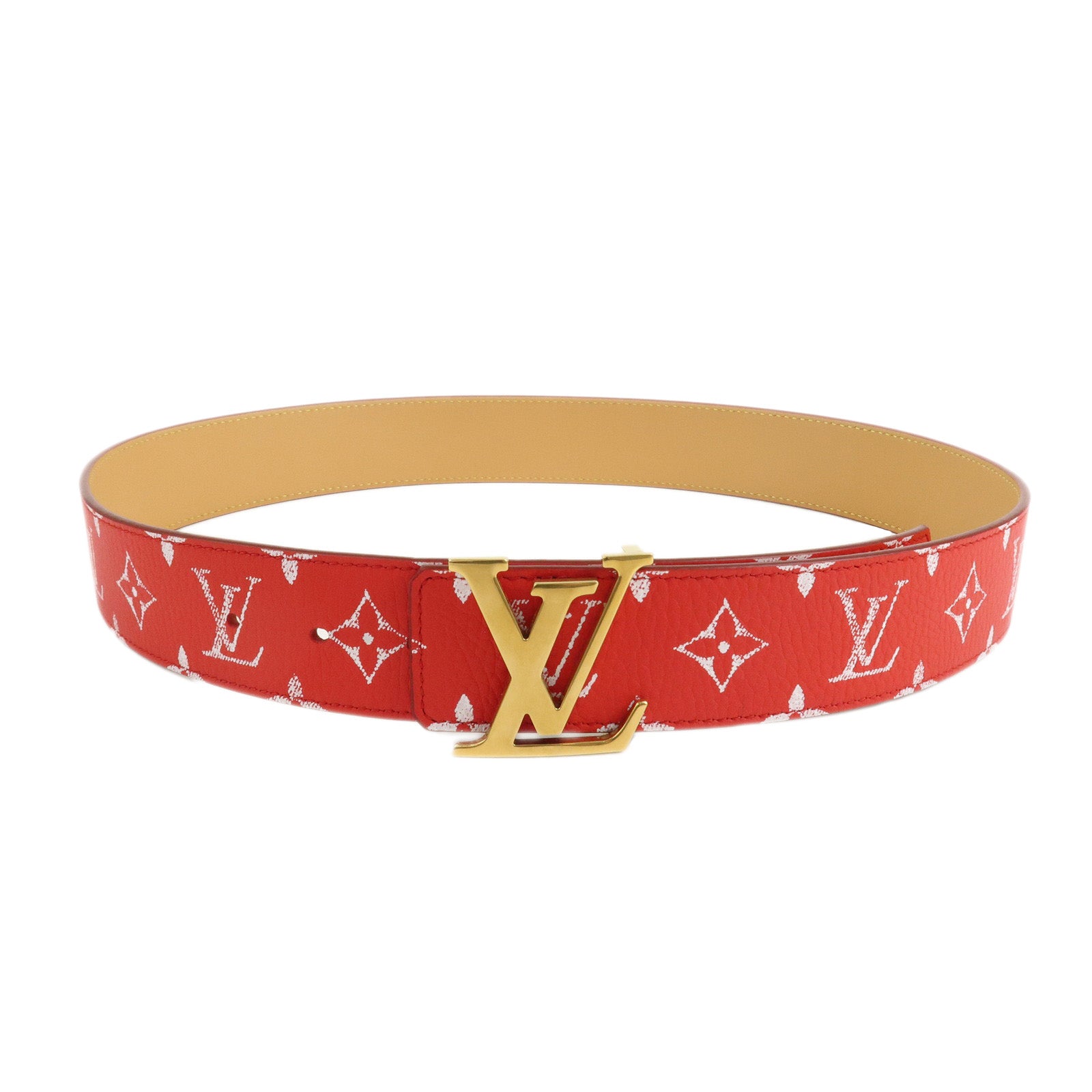 Louis-Vuitton-Monogram-Saint-Tulle-Reversible-Belt-85/34-Red-M8457