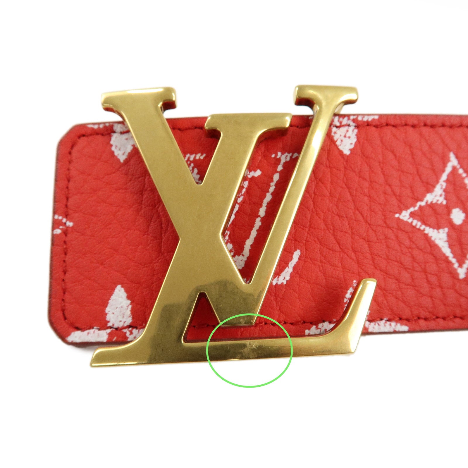 Louis Vuitton Monogram Saint Tulle Reversible Belt 85/34 Red M8457