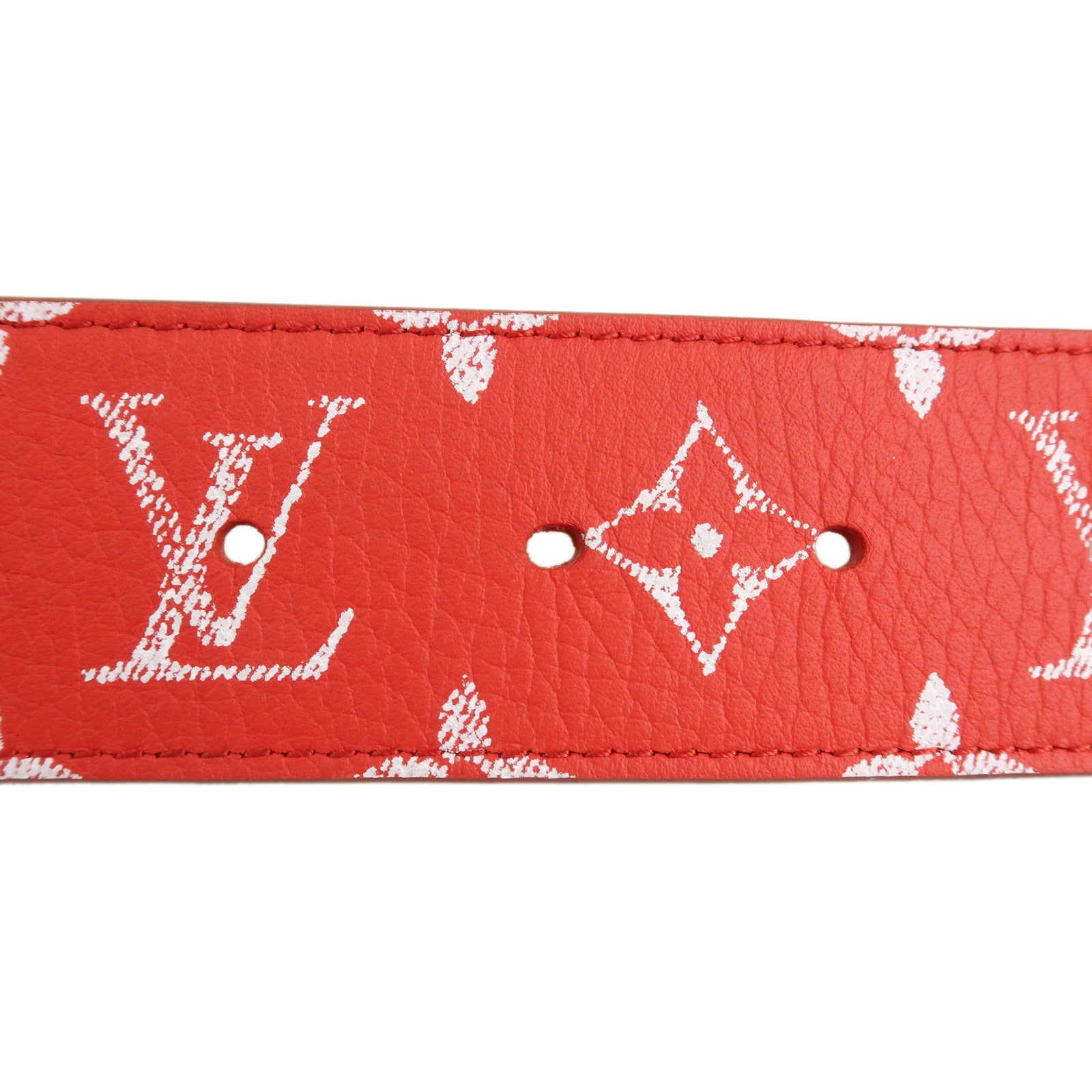 Louis Vuitton Monogram Saint Tulle Reversible Belt 85/34 Red M8457