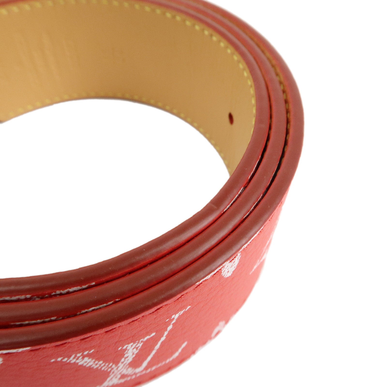 Louis Vuitton Monogram Saint Tulle Reversible Belt 85/34 Red M8457