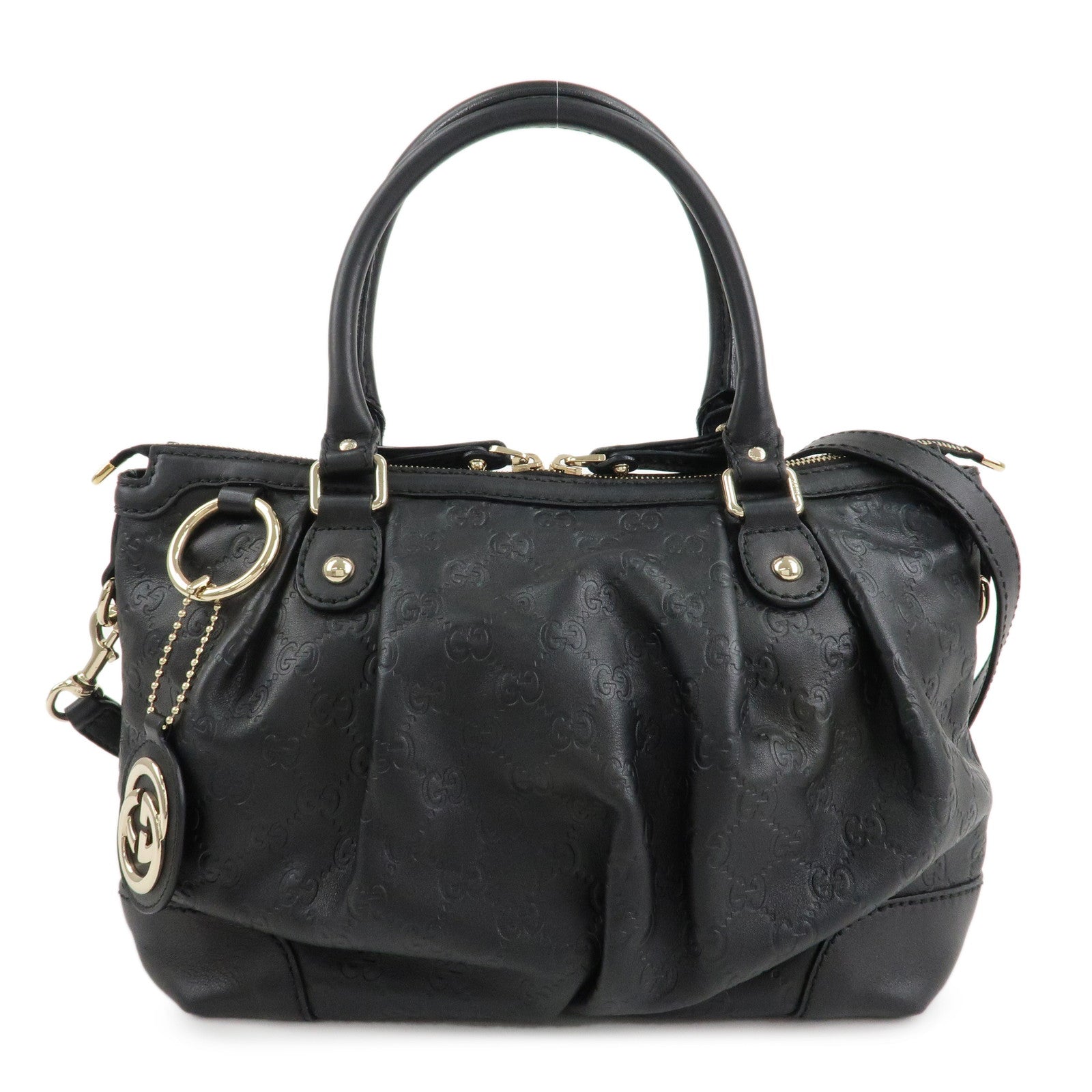 GUCCI-Sukey-Guccissima-Leather-2Way-Shoulder-Bag-Black-247902