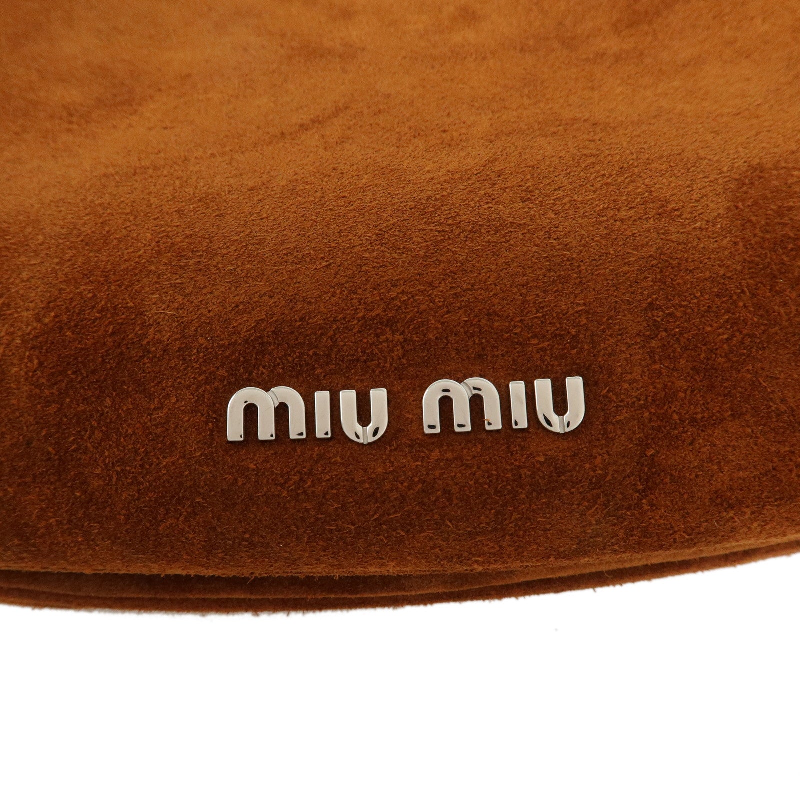 MIU MIU Logo Suede Shoulder Bag Brown