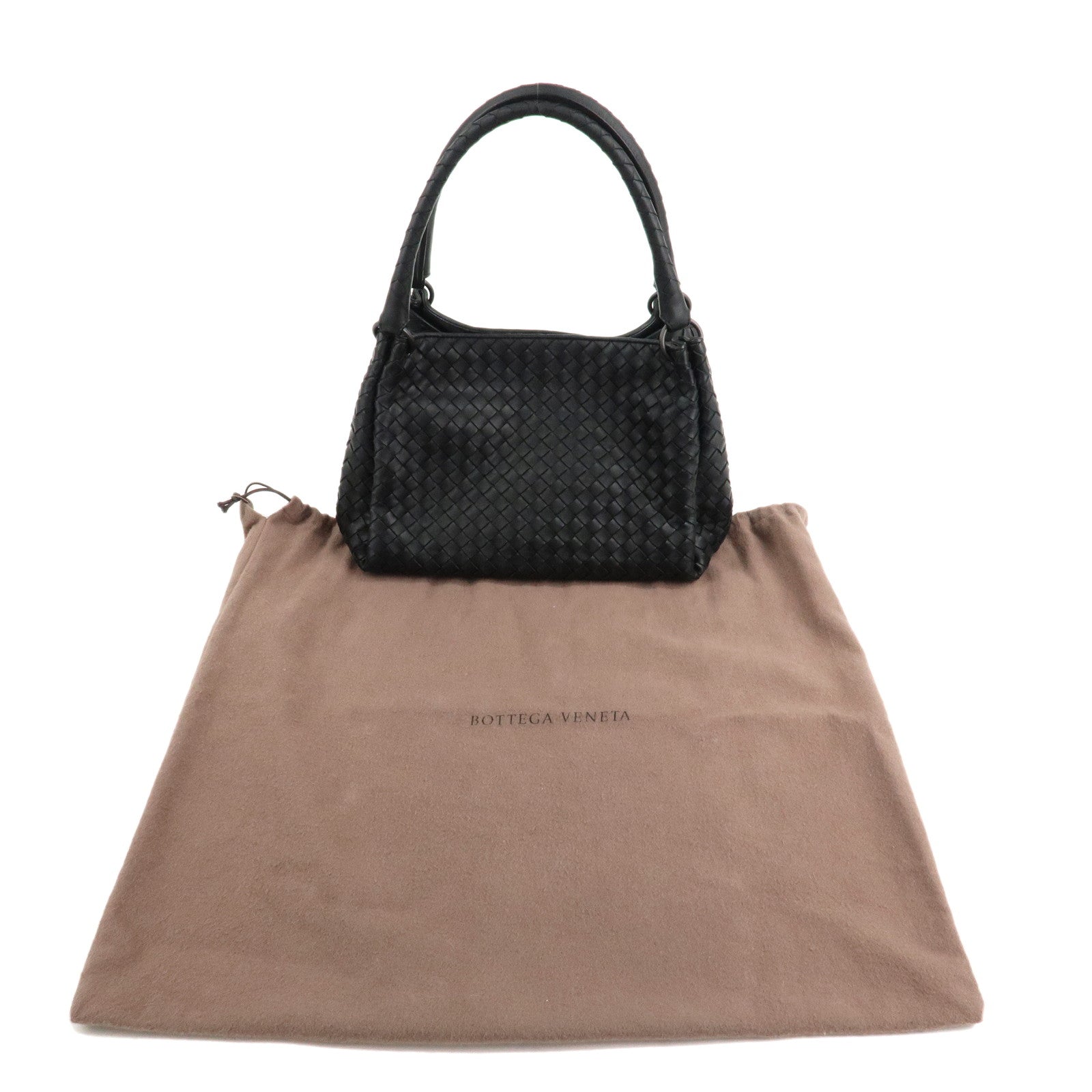 BOTTEGA VENETA Intrecciato Leather Sholder Bag Tote Bag Black