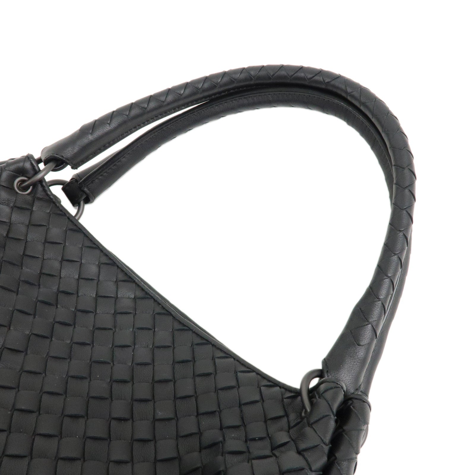 BOTTEGA VENETA Intrecciato Leather Sholder Bag Tote Bag Black