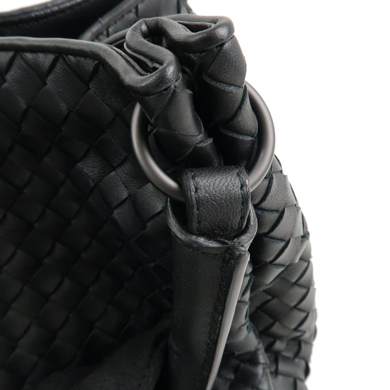 BOTTEGA VENETA Intrecciato Leather Sholder Bag Tote Bag Black