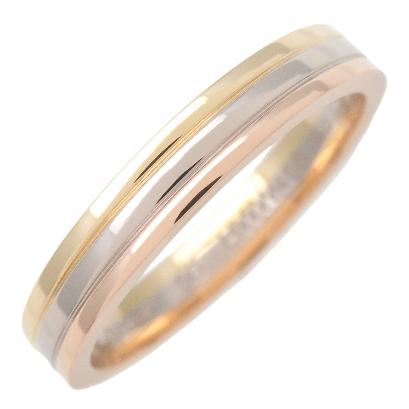 Cartier-Vendome-Three-Color-Ring-K18-750-YG/WG/PG-#56-US7.5-8