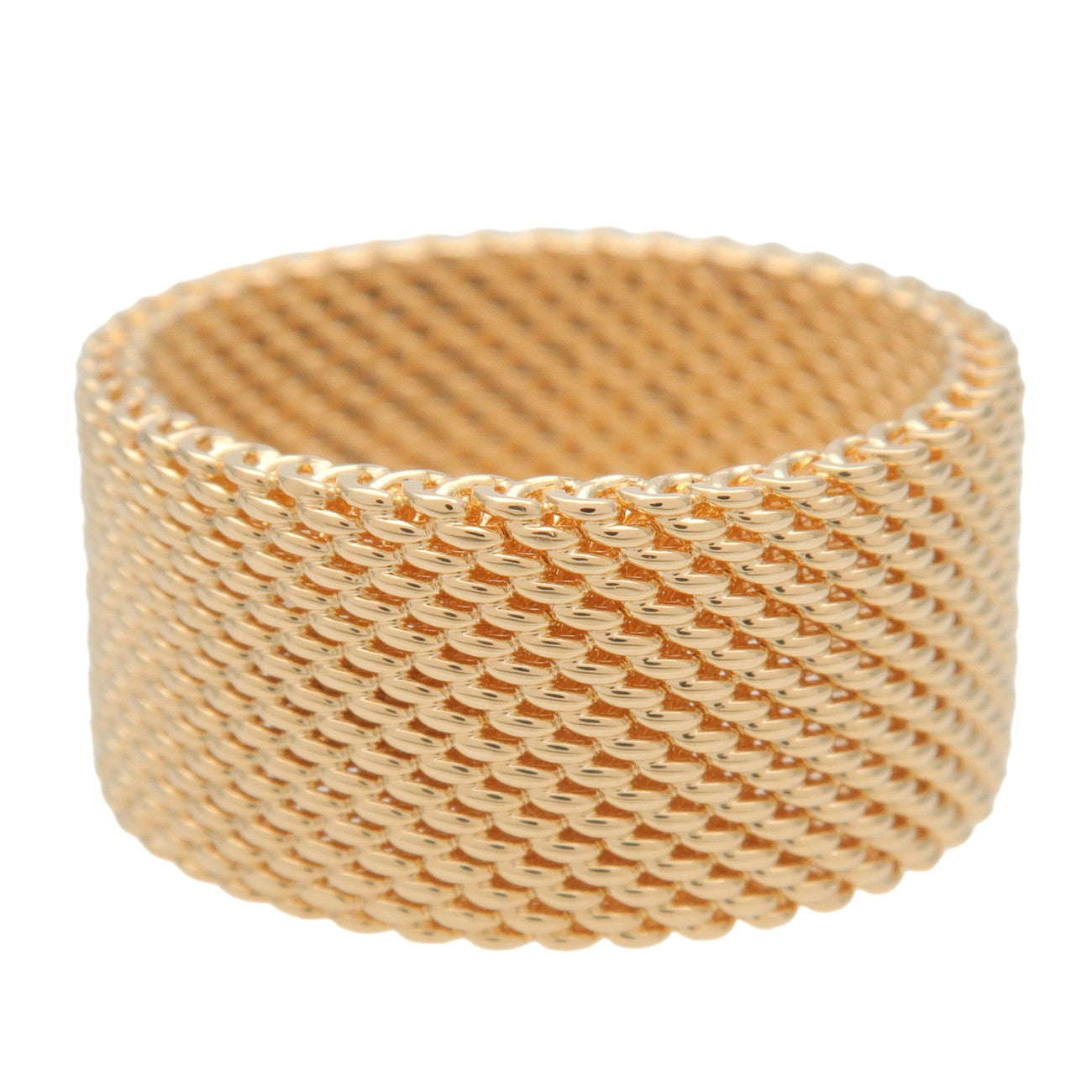 Tiffany&Co. Somerset Mesh Ring Wide K18YG 750YG Yellow Gold US6