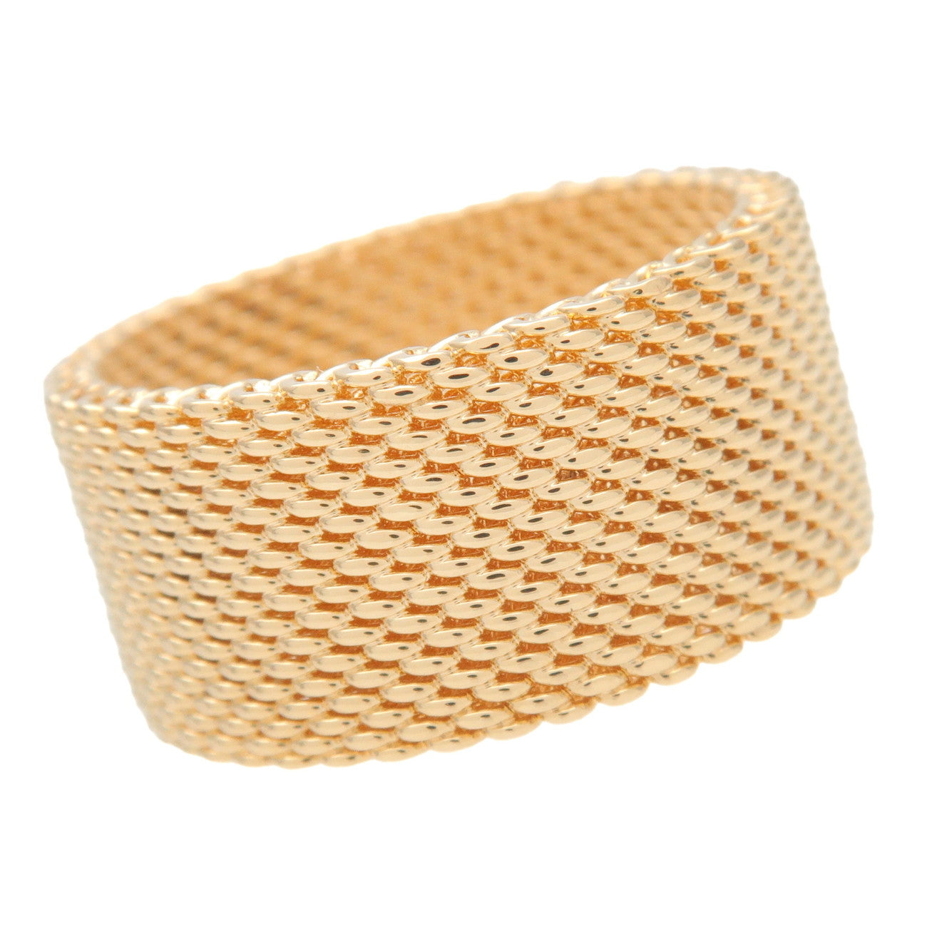 Tiffany&Co. Somerset Mesh Ring Wide K18YG 750YG Yellow Gold US6