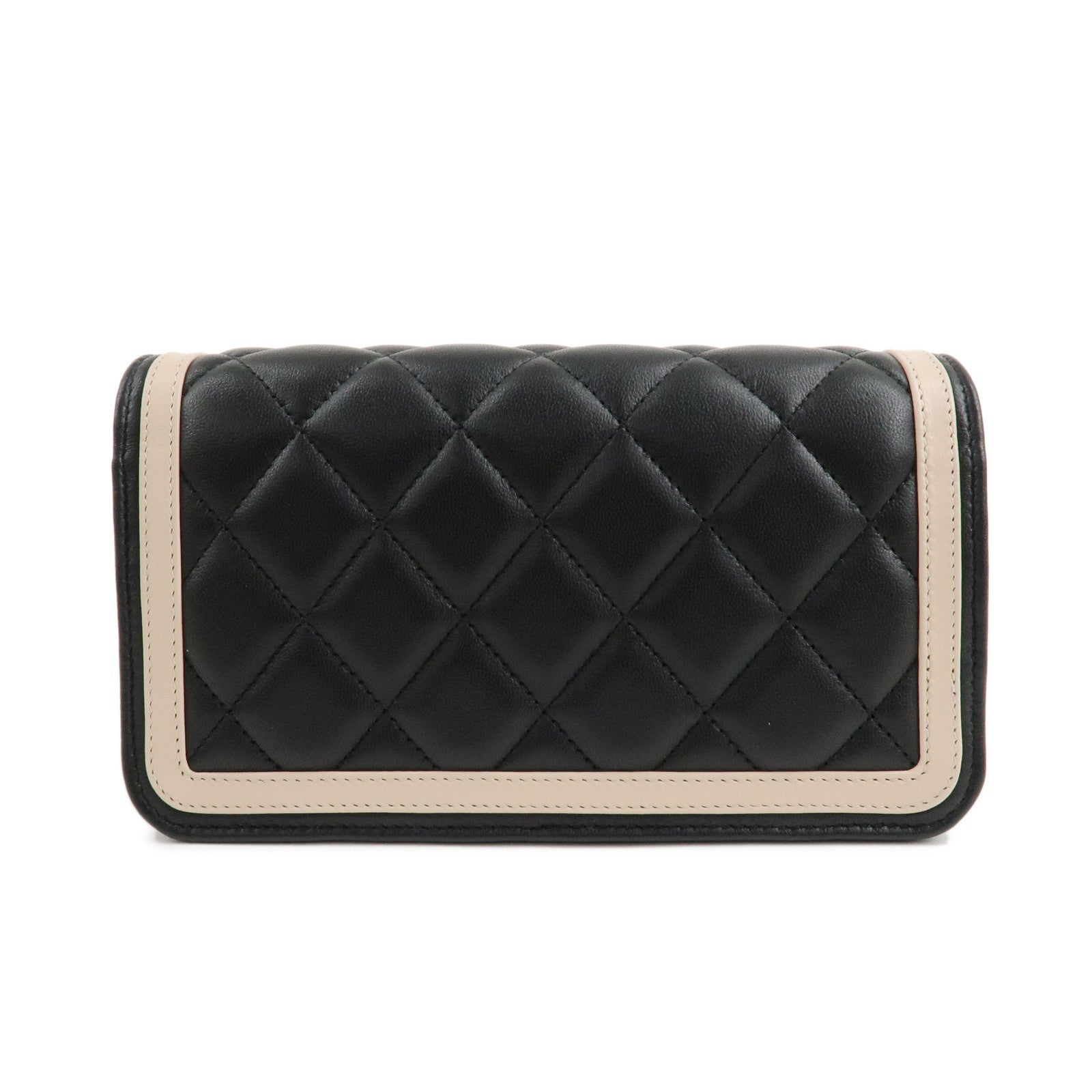 CHANEL Matelasse Lamb Skin Mini Matelasse Shoulder Bag Black Used