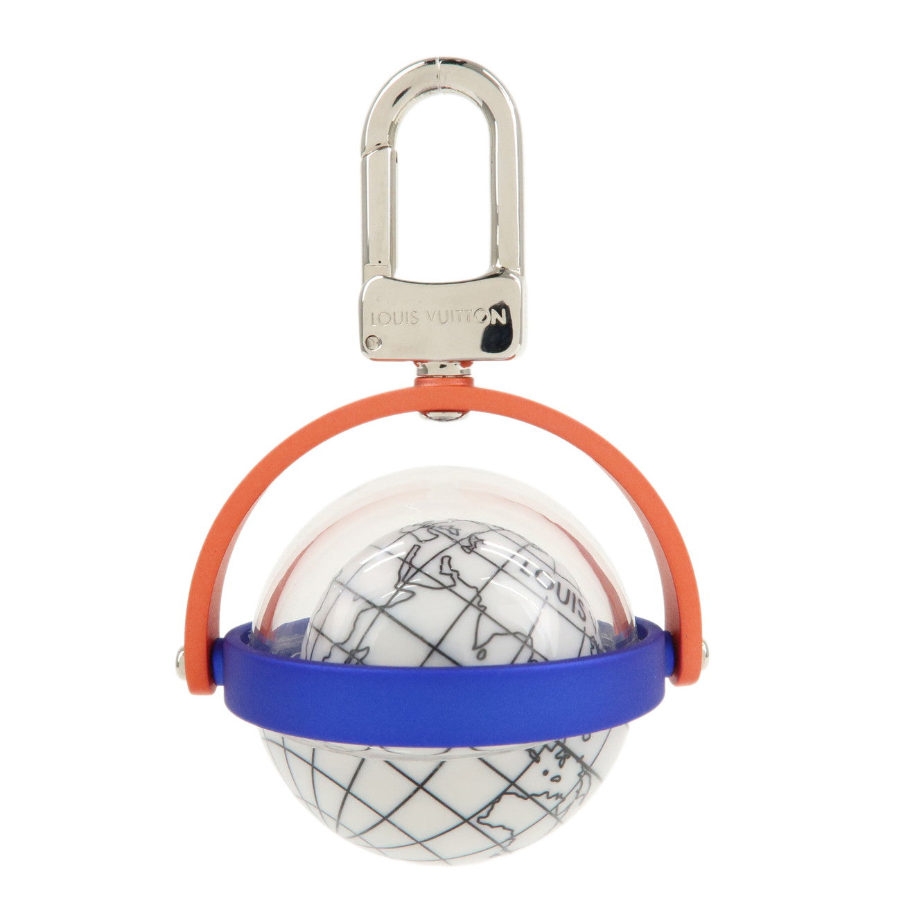 Louis Vuitton Porte Cles Explorer Key Chain White Blue Red Orange Used