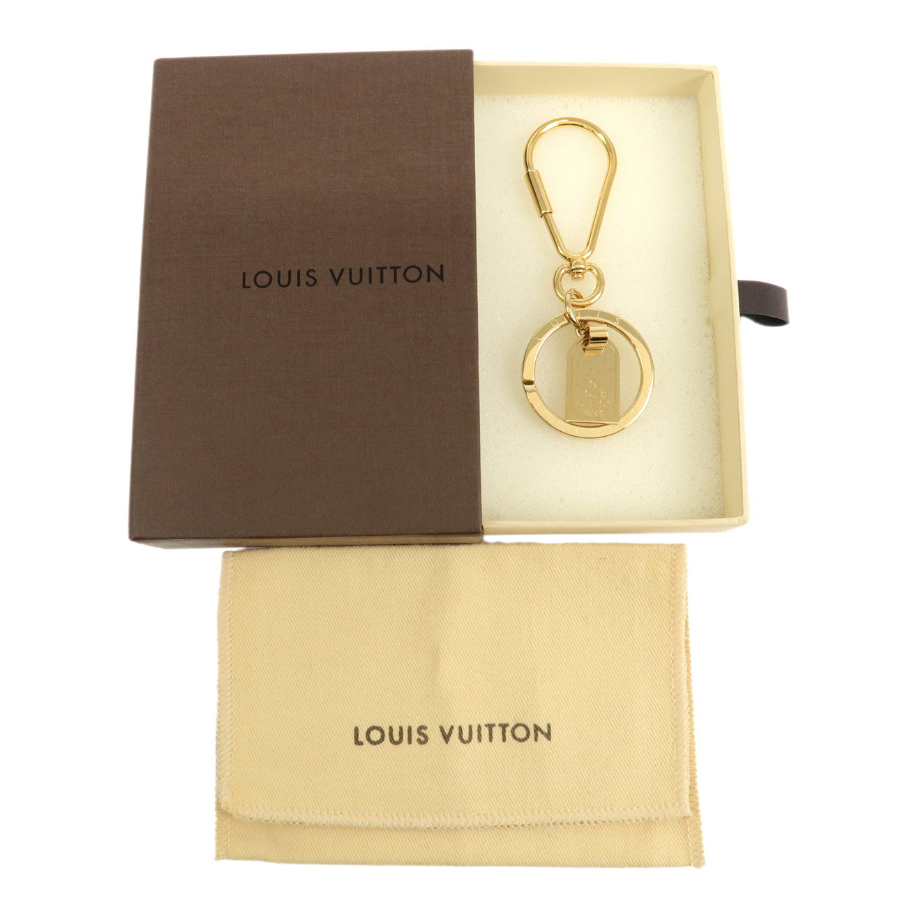 Louis Vuitton Porte Cles Mini Travel Charm Key Chain Gold M65996 Used