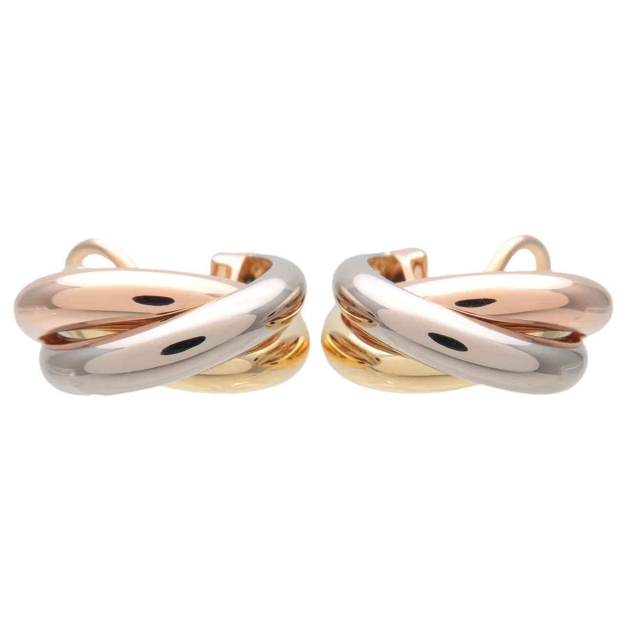 Cartier-Trinity-Earrings-K18-750-Yellow-Gold-White-Gold-Rose-Gold