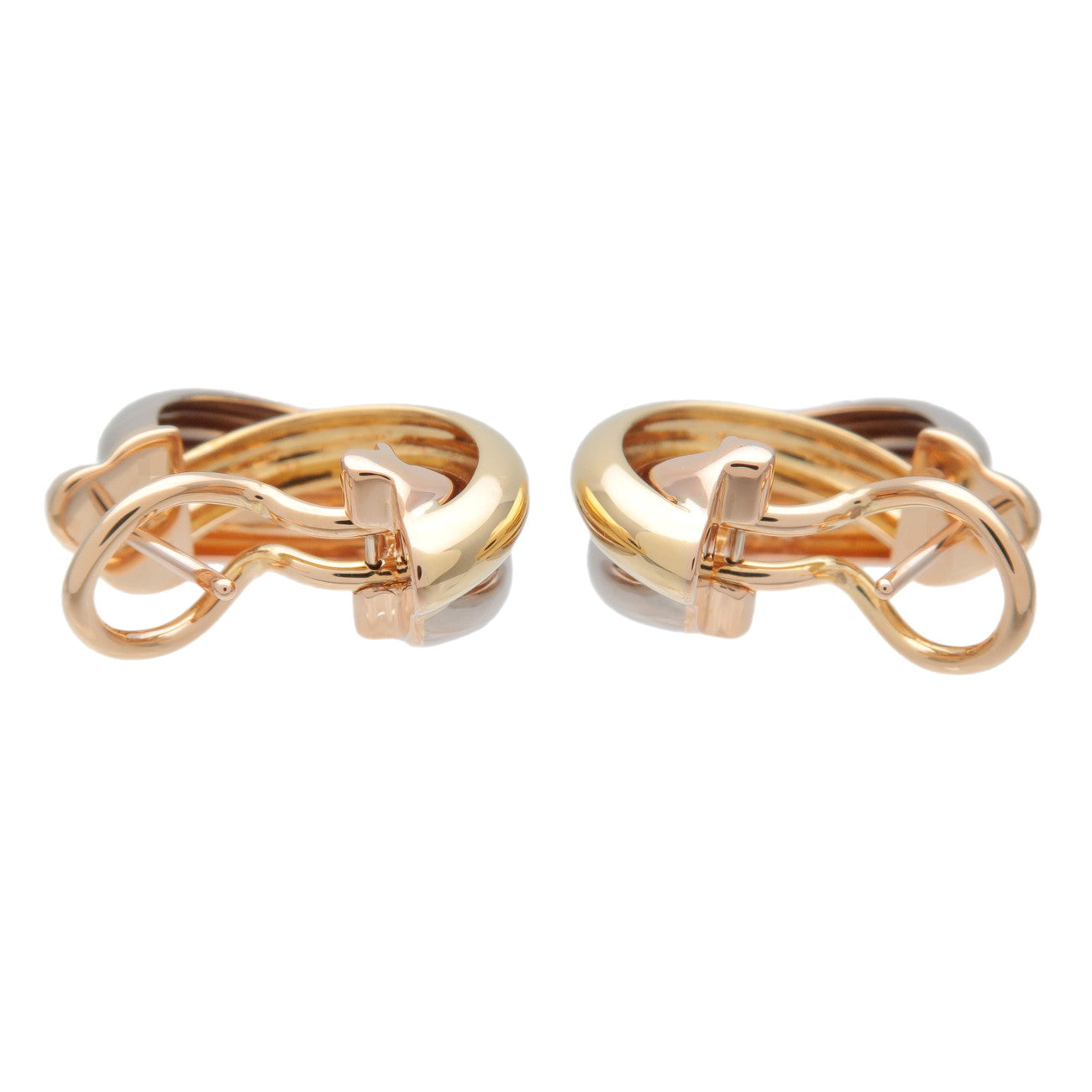 Cartier Trinity Earrings K18 750 Yellow Gold White Gold Rose Gold