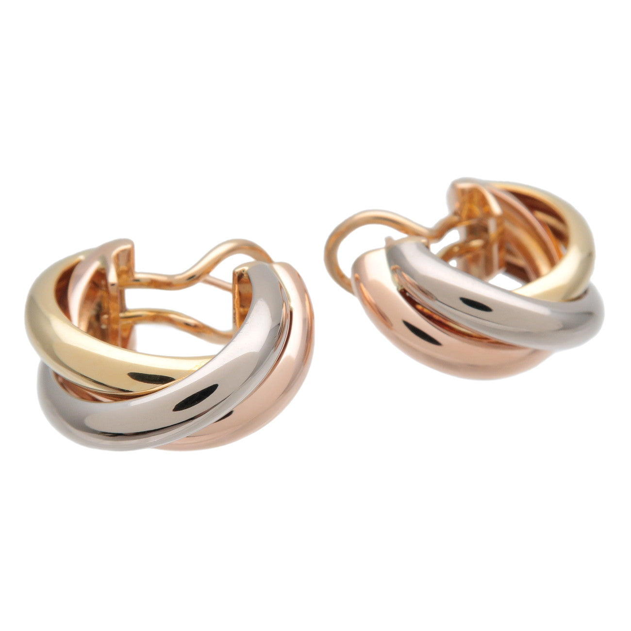 Cartier Trinity Earrings K18 750 Yellow Gold White Gold Rose Gold Used