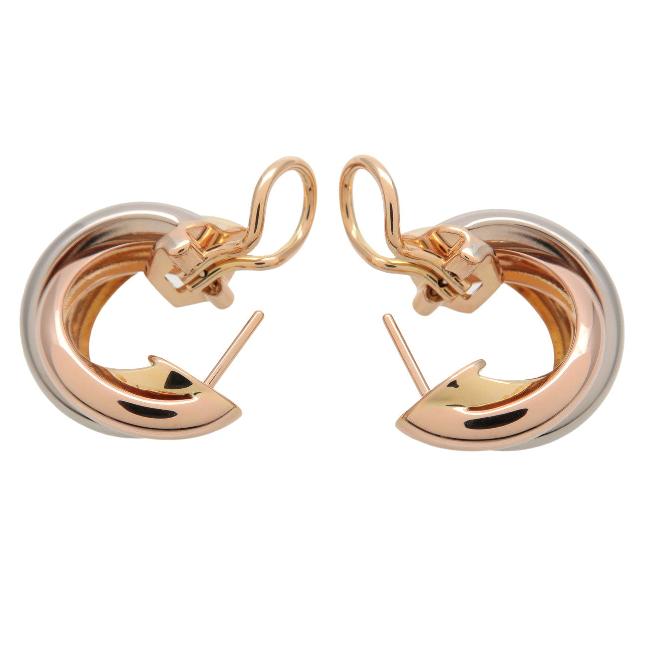 Cartier Trinity Earrings K18 750 Yellow Gold White Gold Rose Gold Used