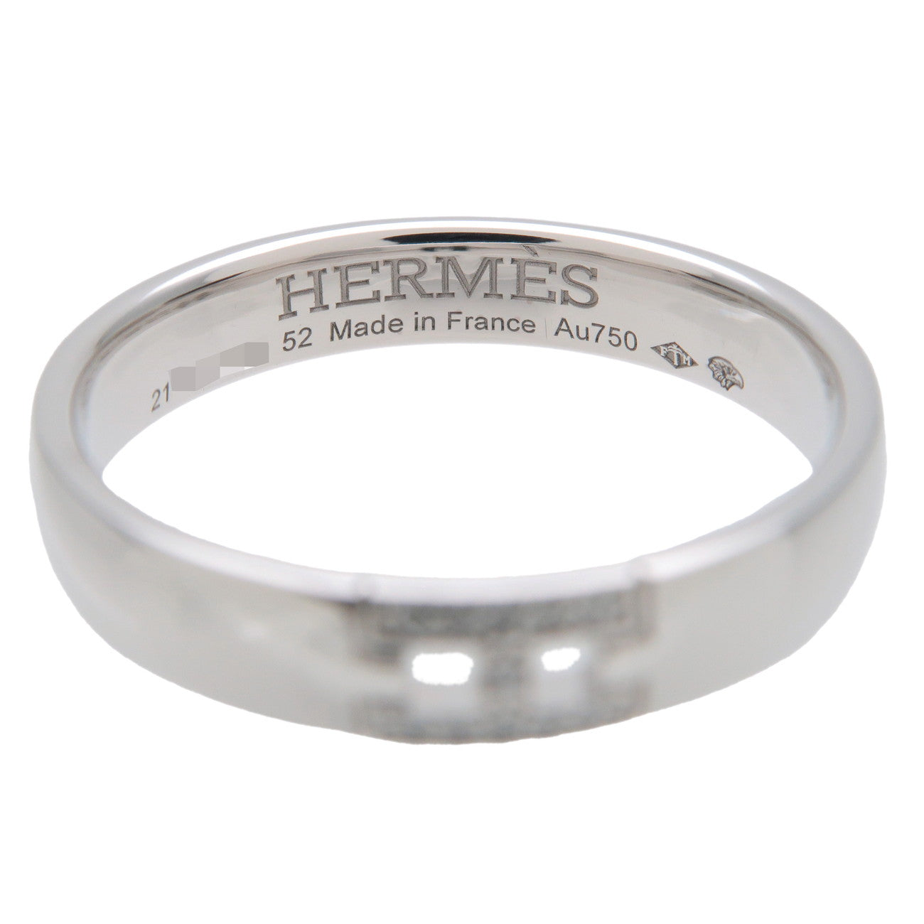 HERMES Ever Hercules 11P Diamond Ring K18WG White Gold #52 US6-6.5 Used