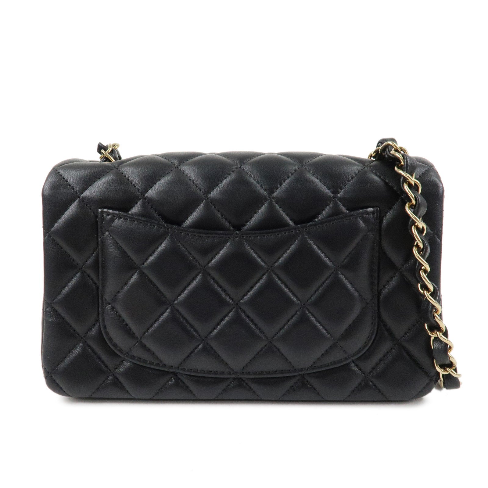 CHANEL Mini Matelasse 20 Lamb Skin Chain Shoulder Bag Black A69900 Used