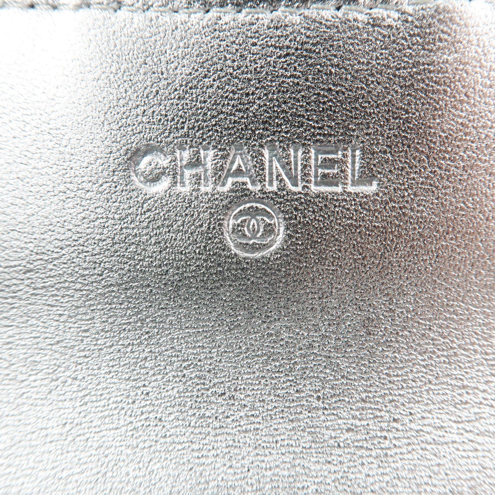 CHANEL Lamb Skin Classic Small Flap Wallet Silver AP0230 Used