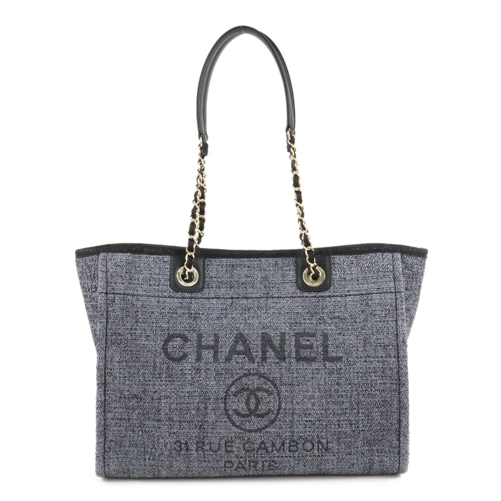 CHANEL-Deauville-Tote-MM-Chain-Shoulder-Bag-Navy-AS3257