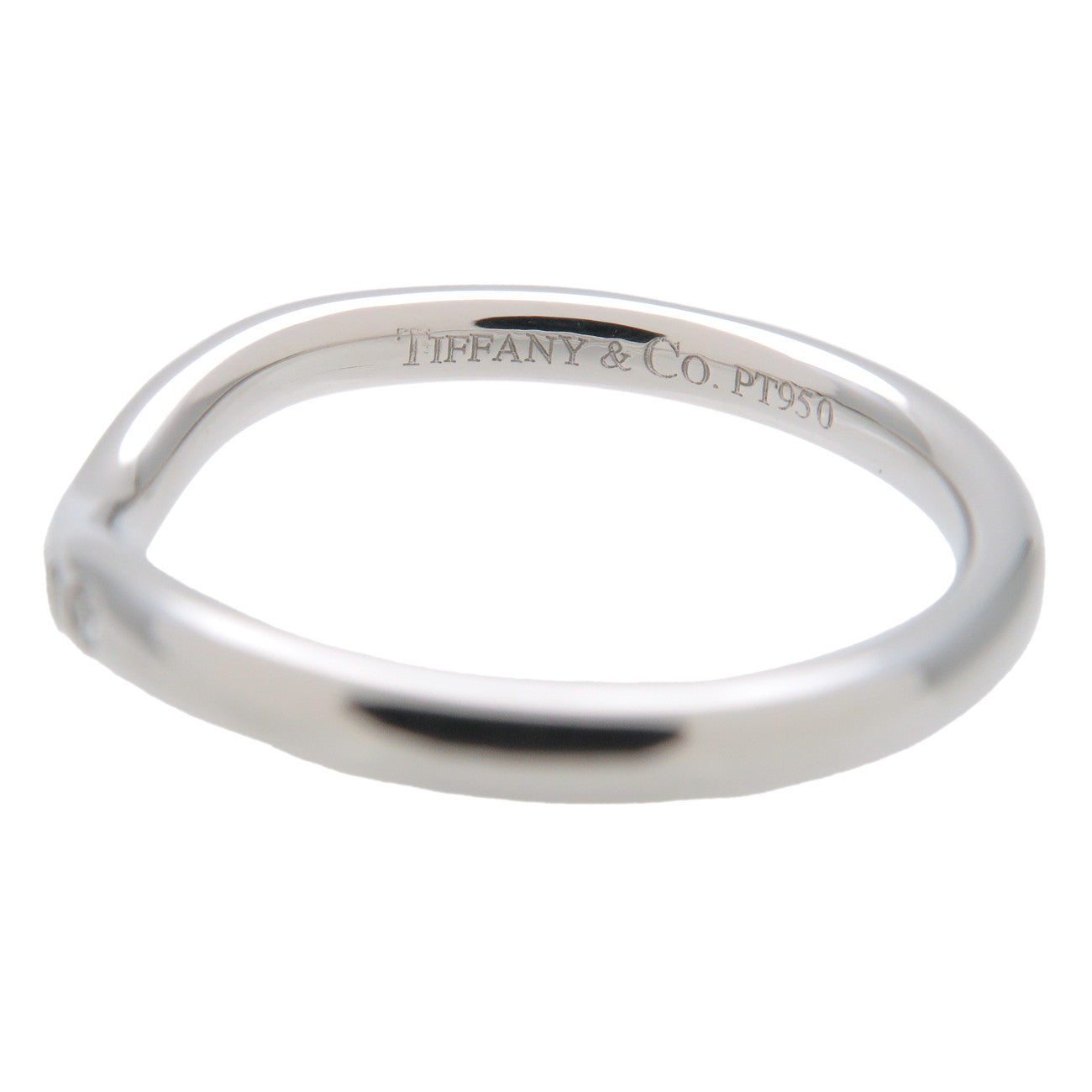 Tiffany&Co. Curved Band 9P Diamond Ring PT950 Platinum US4 EU47