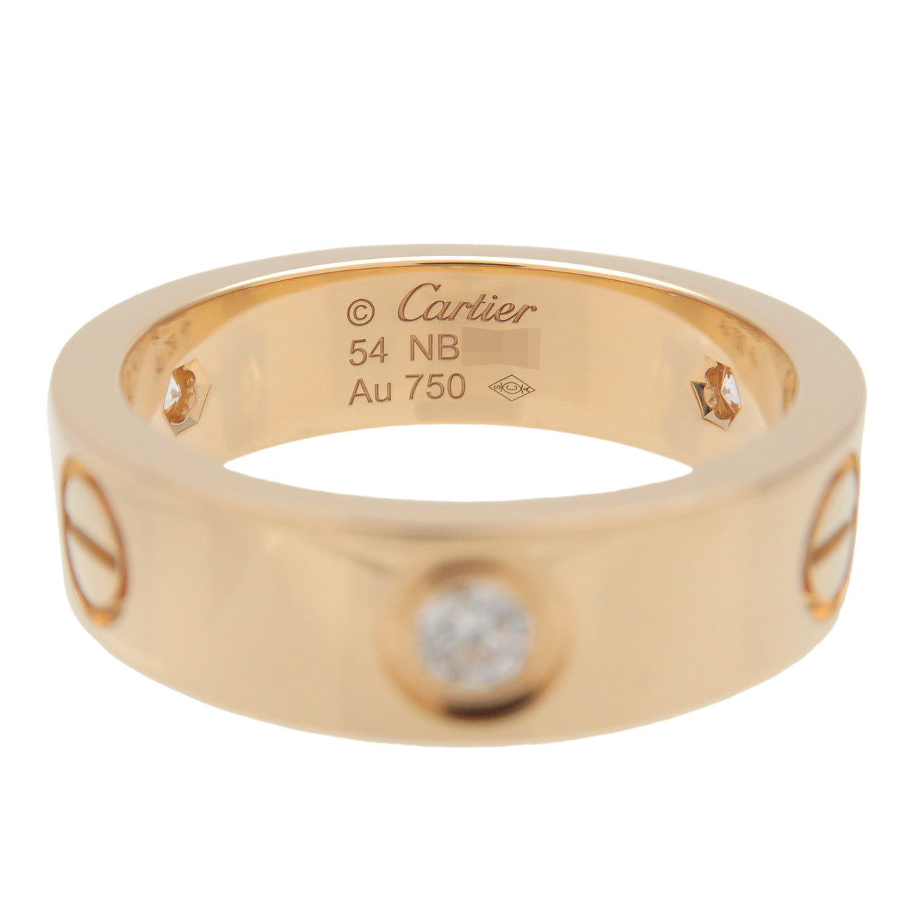 Cartier Love Ring Half Diamond K18 750YG Yellow Gold #54 US47 EU54