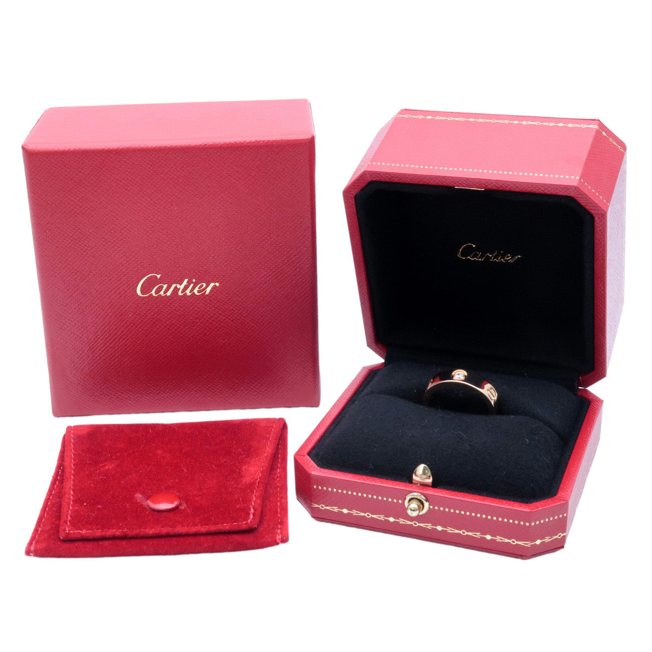 Cartier Love Ring Half Diamond K18 750YG Yellow Gold #54 US47 EU54