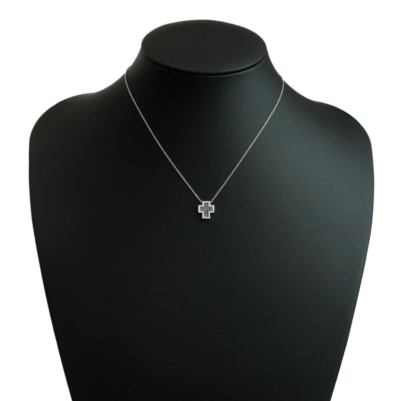 Ponte Vecchio Cross Diamond Necklace Black Diamond K18WG 750WG