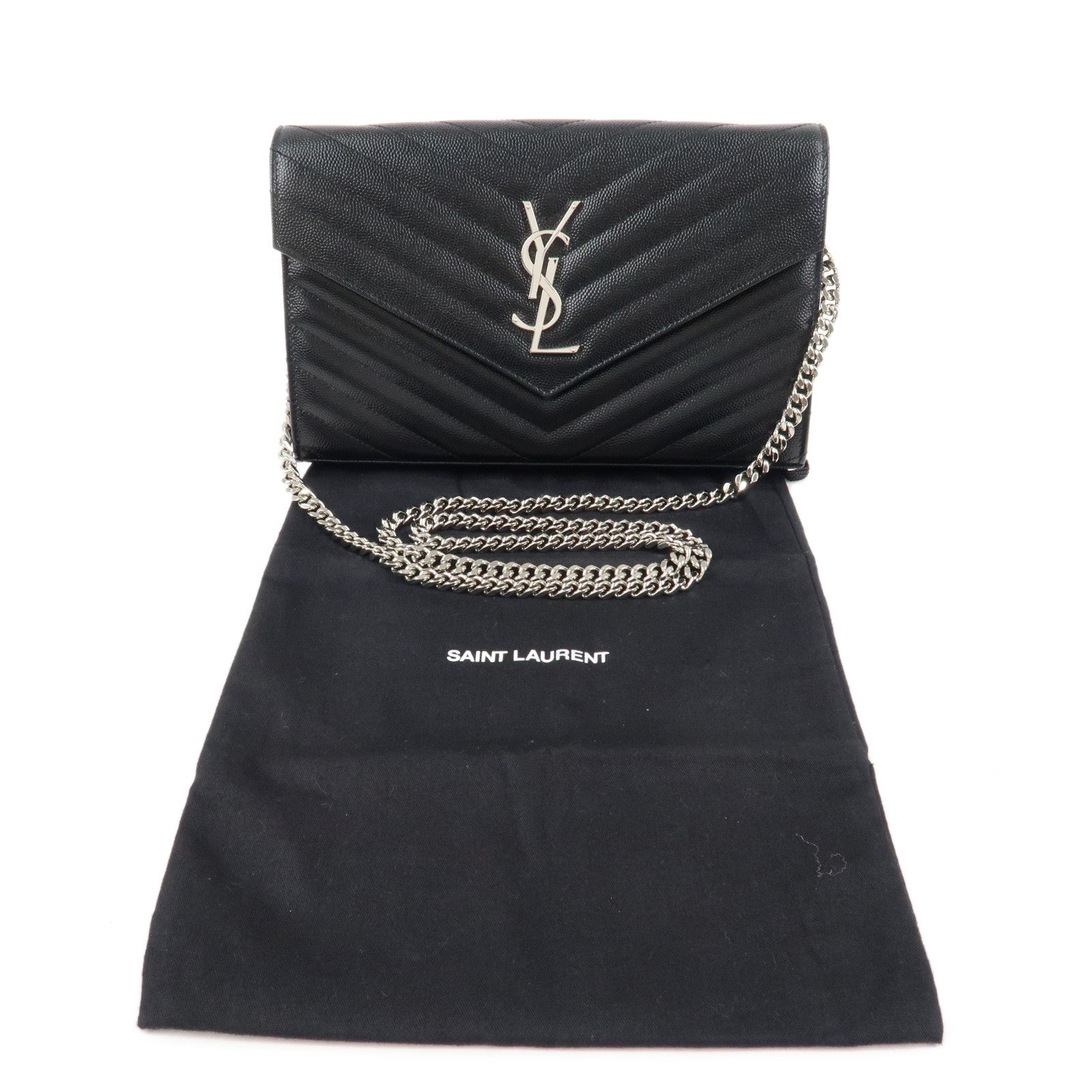 SAINT LAURENT PARIS Saint Laurent Paris Leather ChainWallet 377828