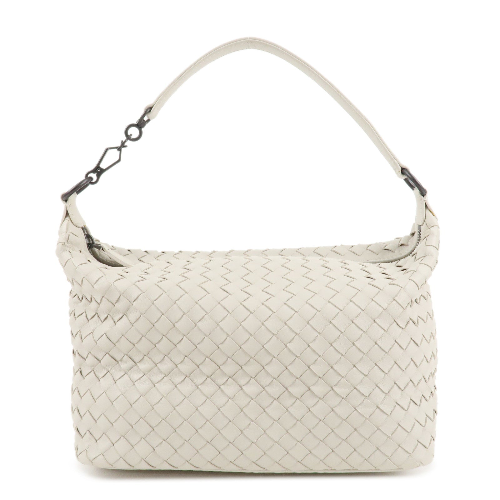 BOTTEGA-VENETA-Intrecciato-Leather-Shoulder-Bag-White-239988