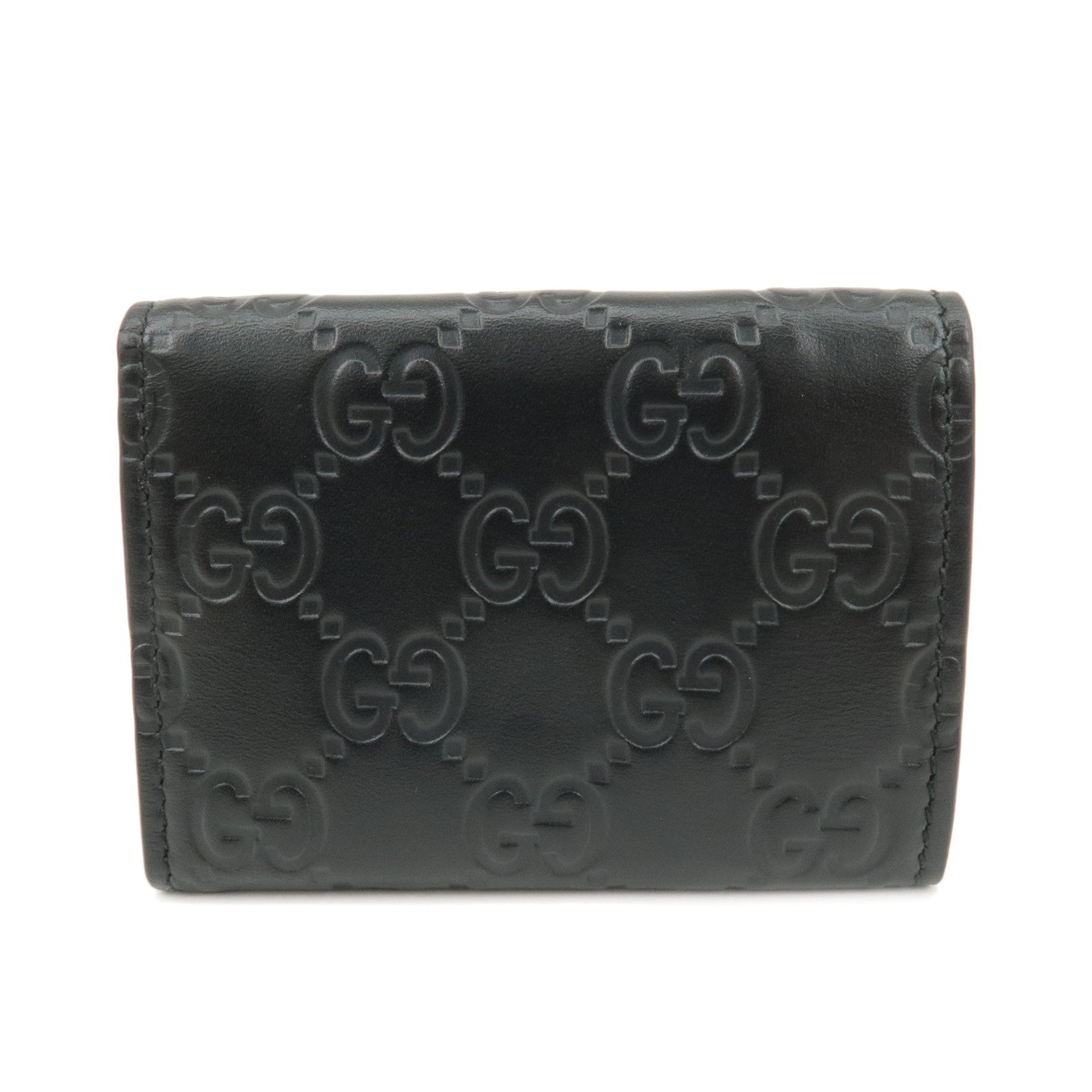 GUCCI Guccissima Leather Compact Wallet Black 547070 Black