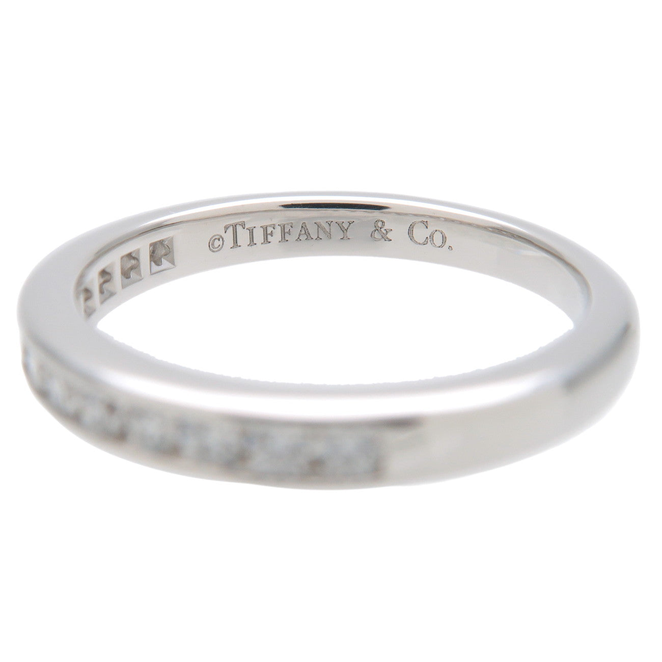 Tiffany&Co. Half Circle Channel Setting Diamond Ring PT950 US4