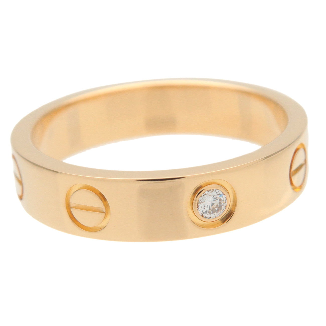 Cartier Mini Love Ring 1P Diamond K18 Yellow Gold #49 US5 EU49